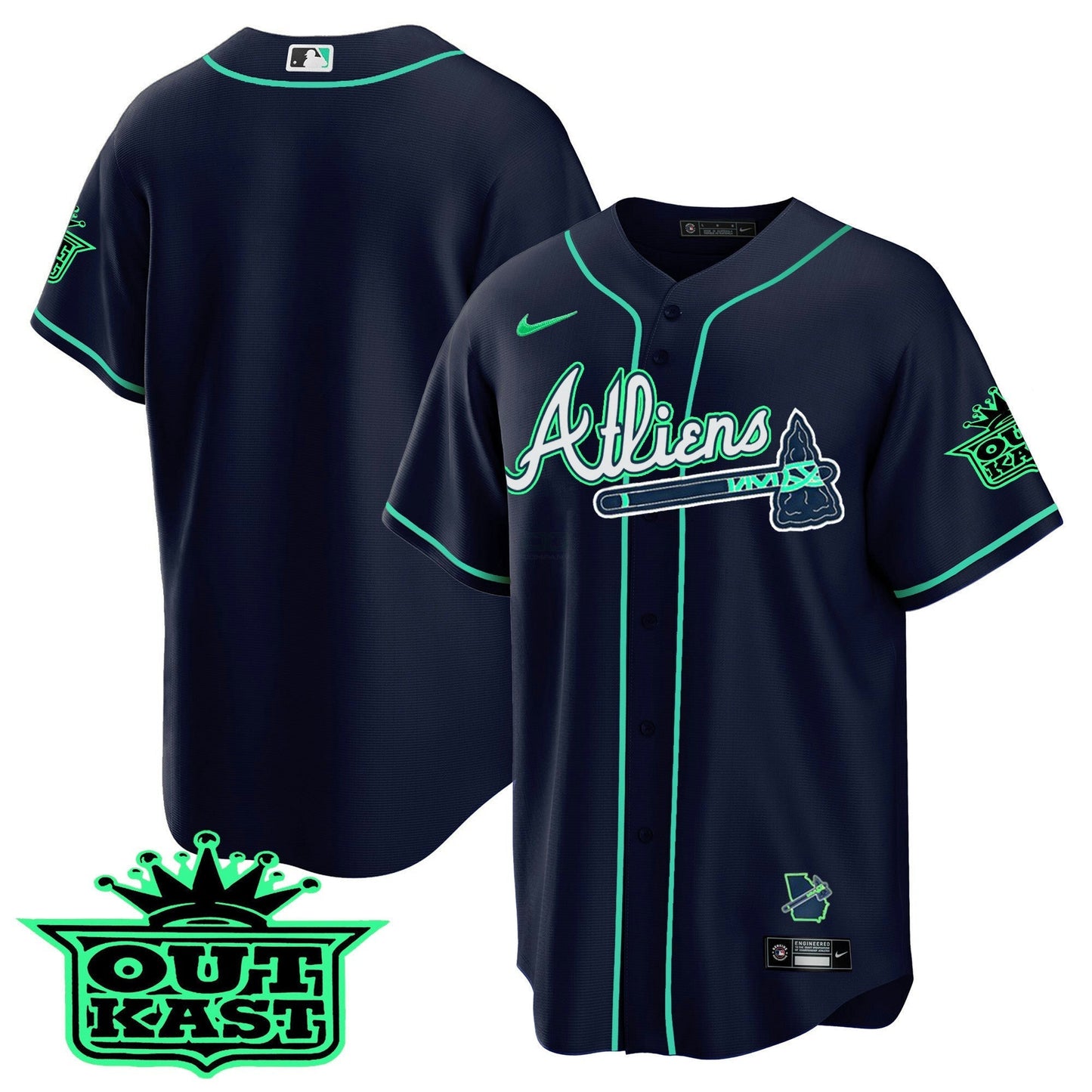 Camisa MLB Men’s Atlanta Atliens Cool Base Jersey – Galaxy Version – Stitched