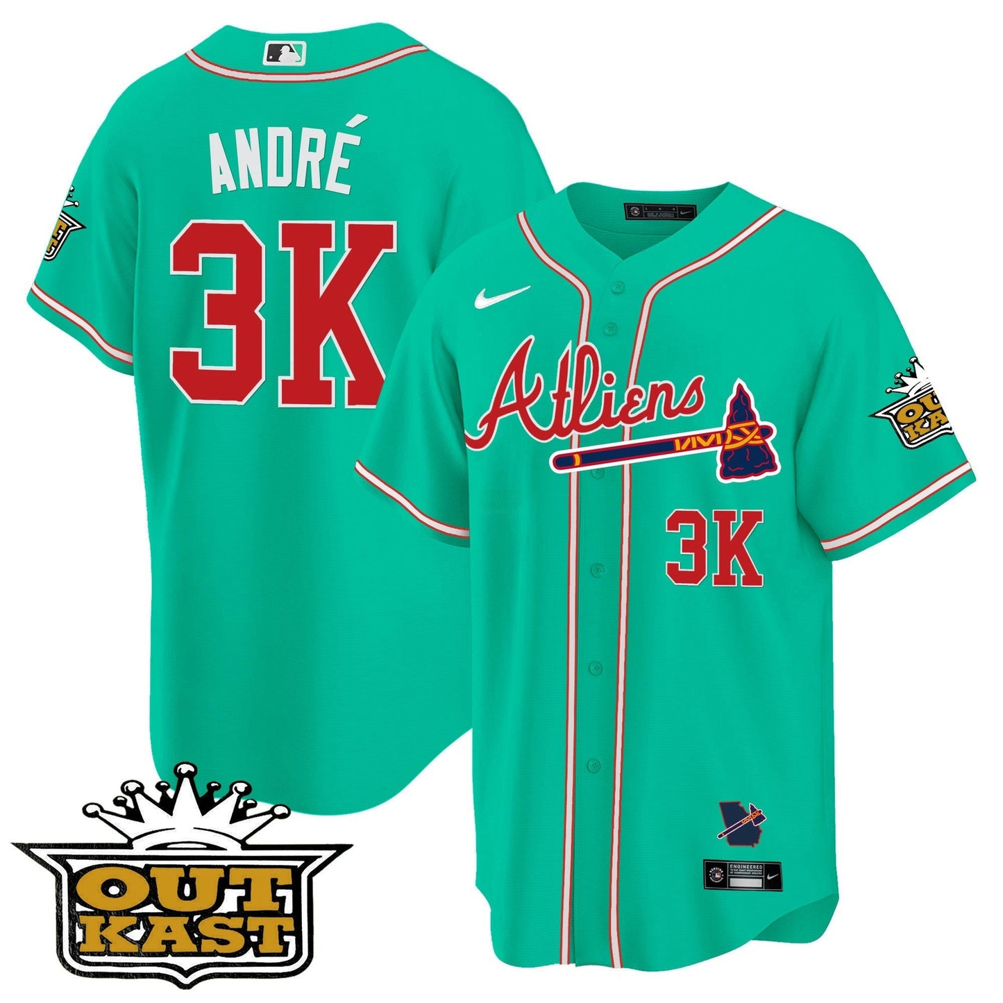 Camisa MLB Men’s Atlanta Atliens Cool Base Jersey – Galaxy Version – Stitched