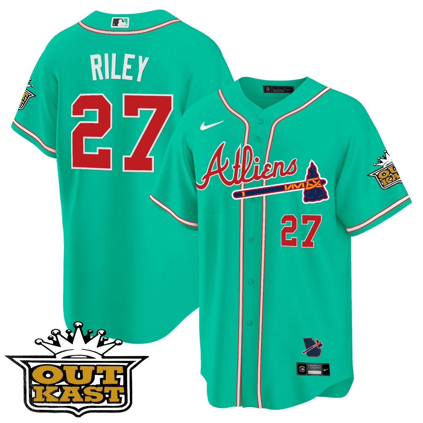 Camisa MLB Men’s Atlanta Atliens Cool Base Jersey – Galaxy Version – Stitched