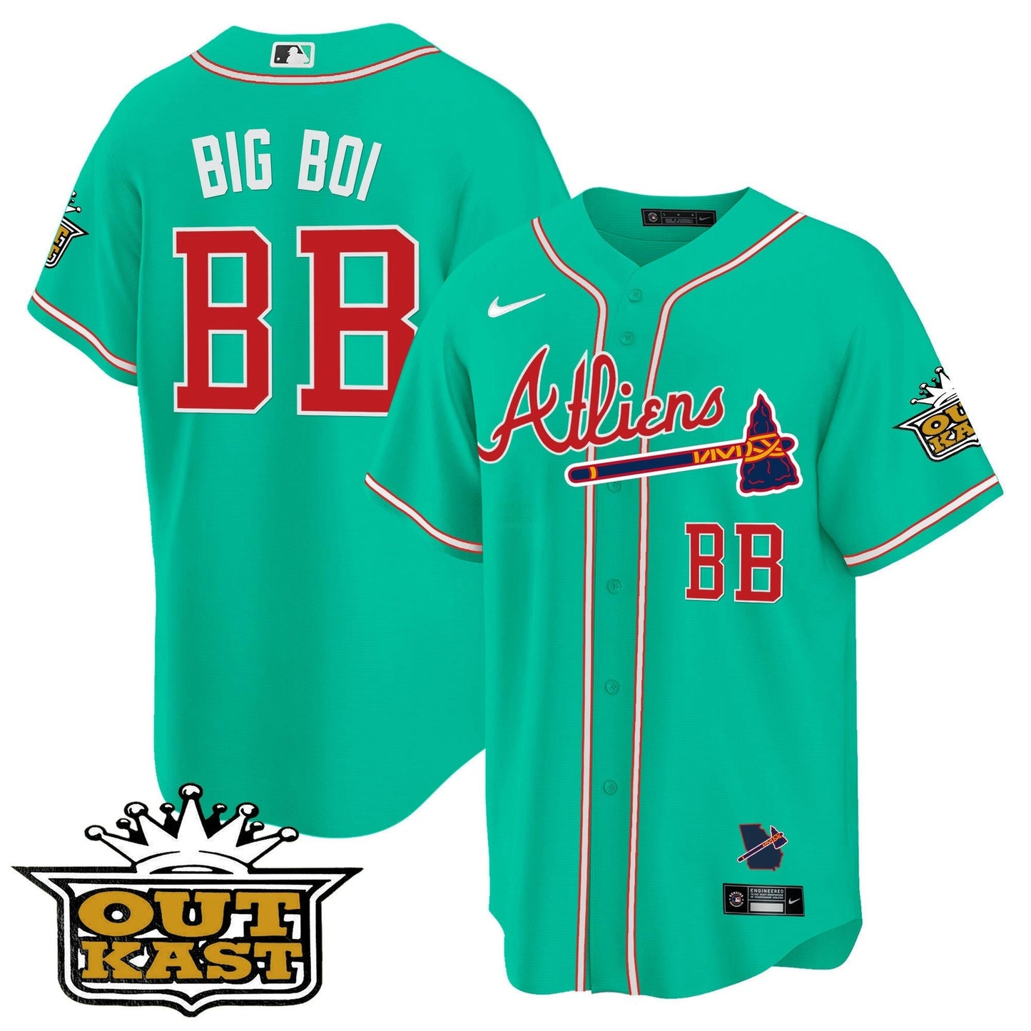 Camisa MLB Men’s Atlanta Atliens Cool Base Jersey – Galaxy Version – Stitched