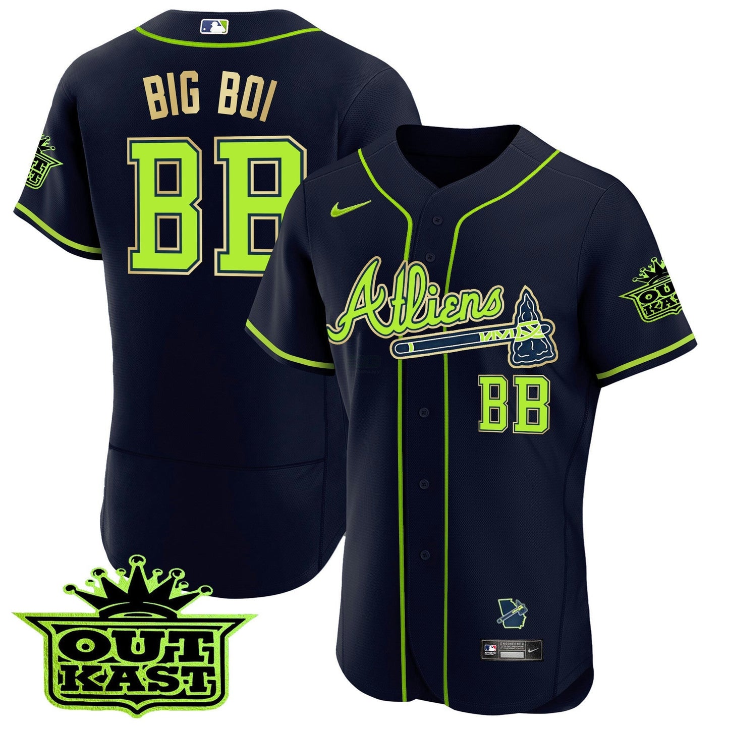 Camisa MLB Men’s Atlanta Atliens Flex Base Dourada Trim Jersey