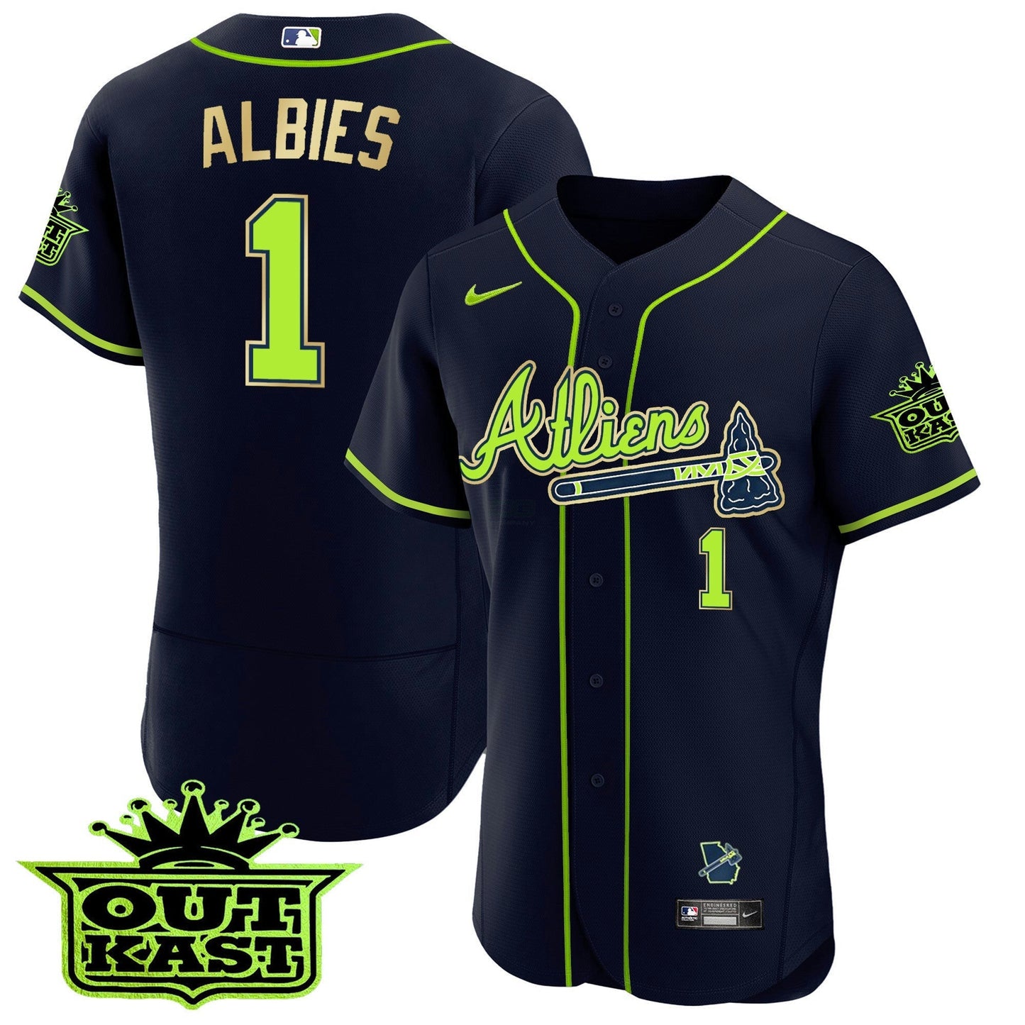 Camisa MLB Men’s Atlanta Atliens Flex Base Dourada Trim Jersey