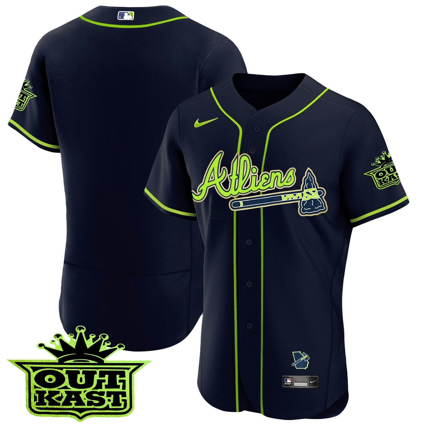 Camisa MLB Men’s Atlanta Atliens Flex Base Dourada Trim Jersey