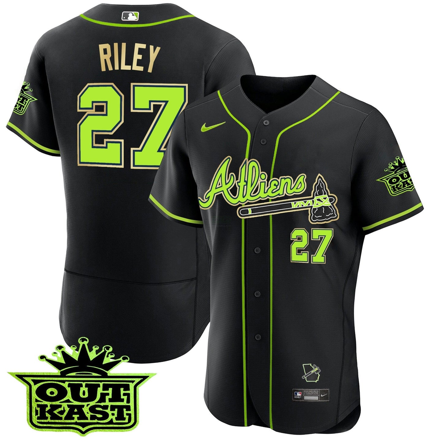 Camisa MLB Men’s Atlanta Atliens Flex Base Dourada Trim Jersey