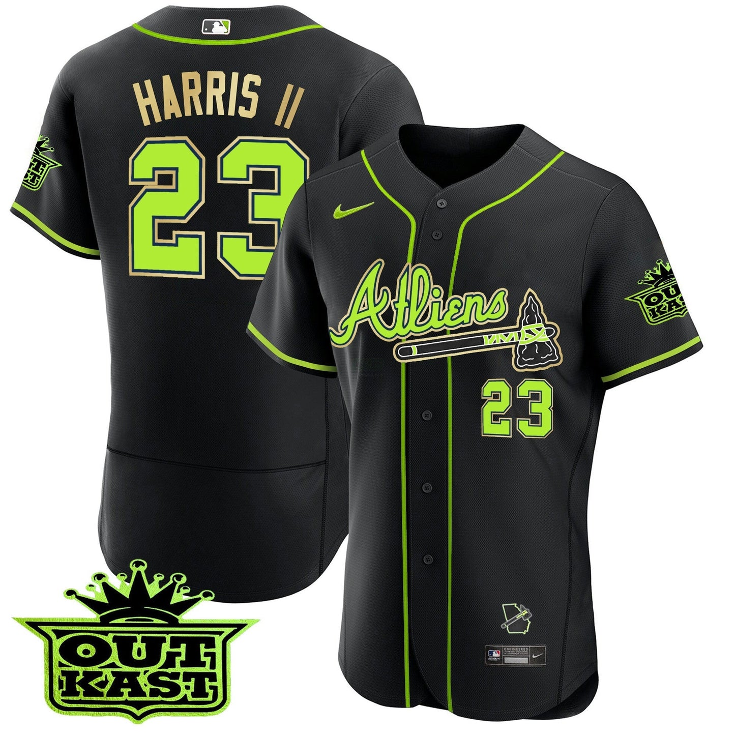 Camisa MLB Men’s Atlanta Atliens Flex Base Dourada Trim Jersey