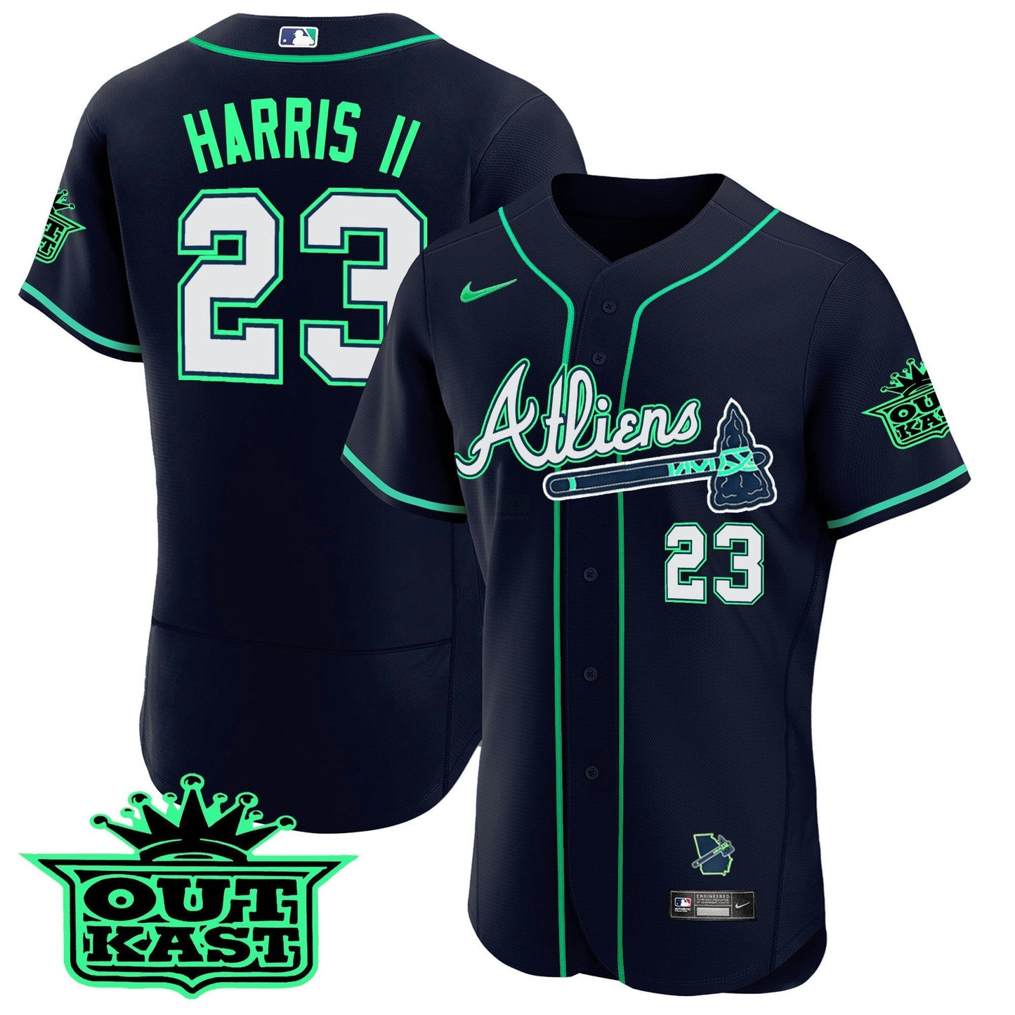 Camisa MLB Men’s Atlanta Atliens Flex Base Jersey – Galaxy Version – Stitched