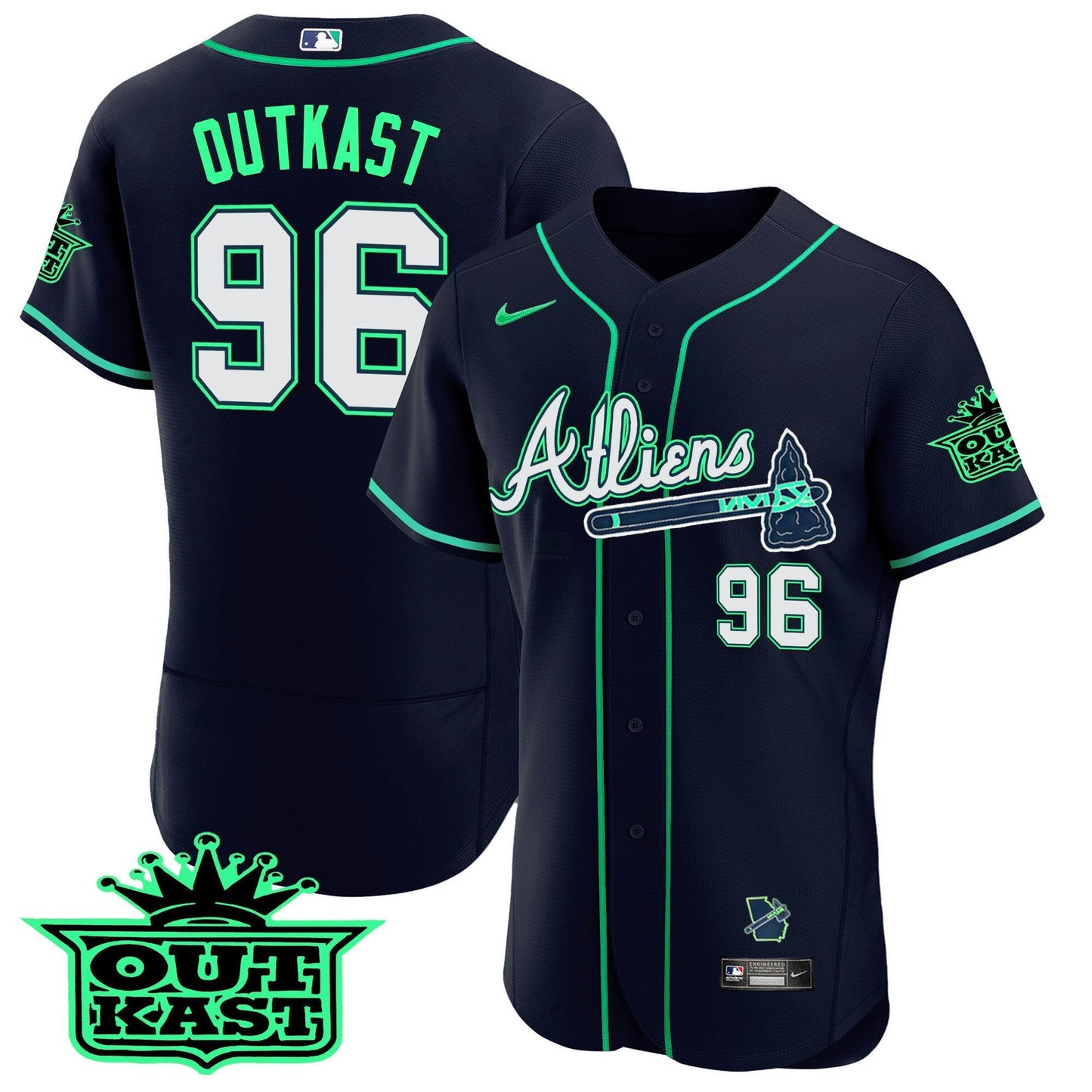 Camisa MLB Men’s Atlanta Atliens Flex Base Jersey – Galaxy Version – Stitched
