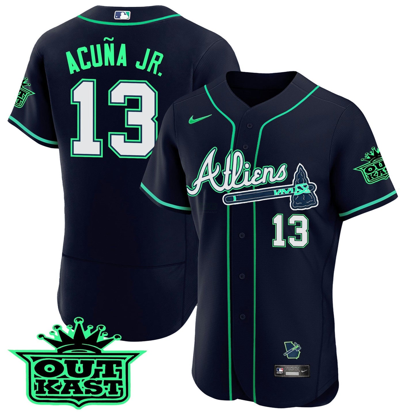 Camisa MLB Men’s Atlanta Atliens Flex Base Jersey – Galaxy Version – Stitched