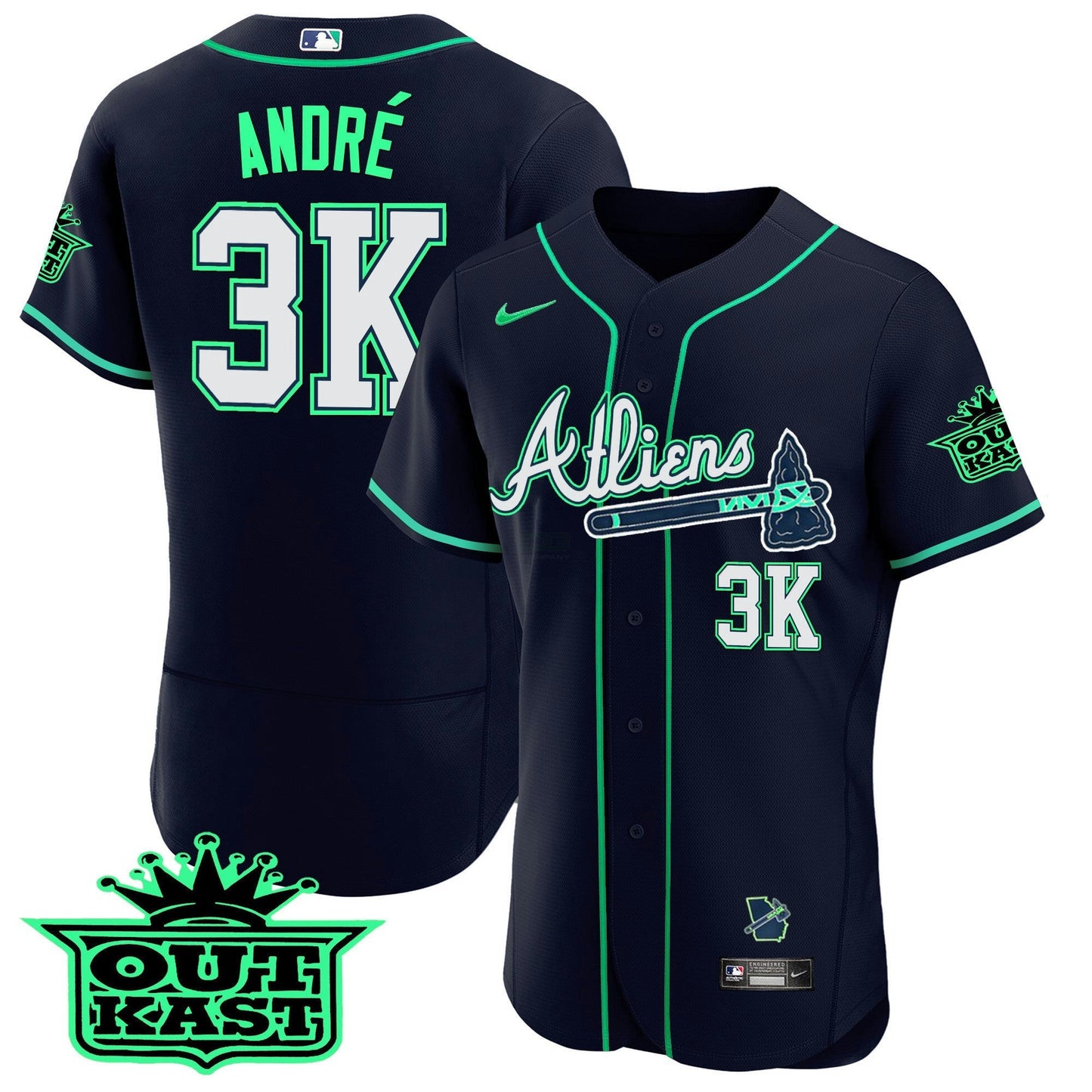 Camisa MLB Men’s Atlanta Atliens Flex Base Jersey – Galaxy Version – Stitched