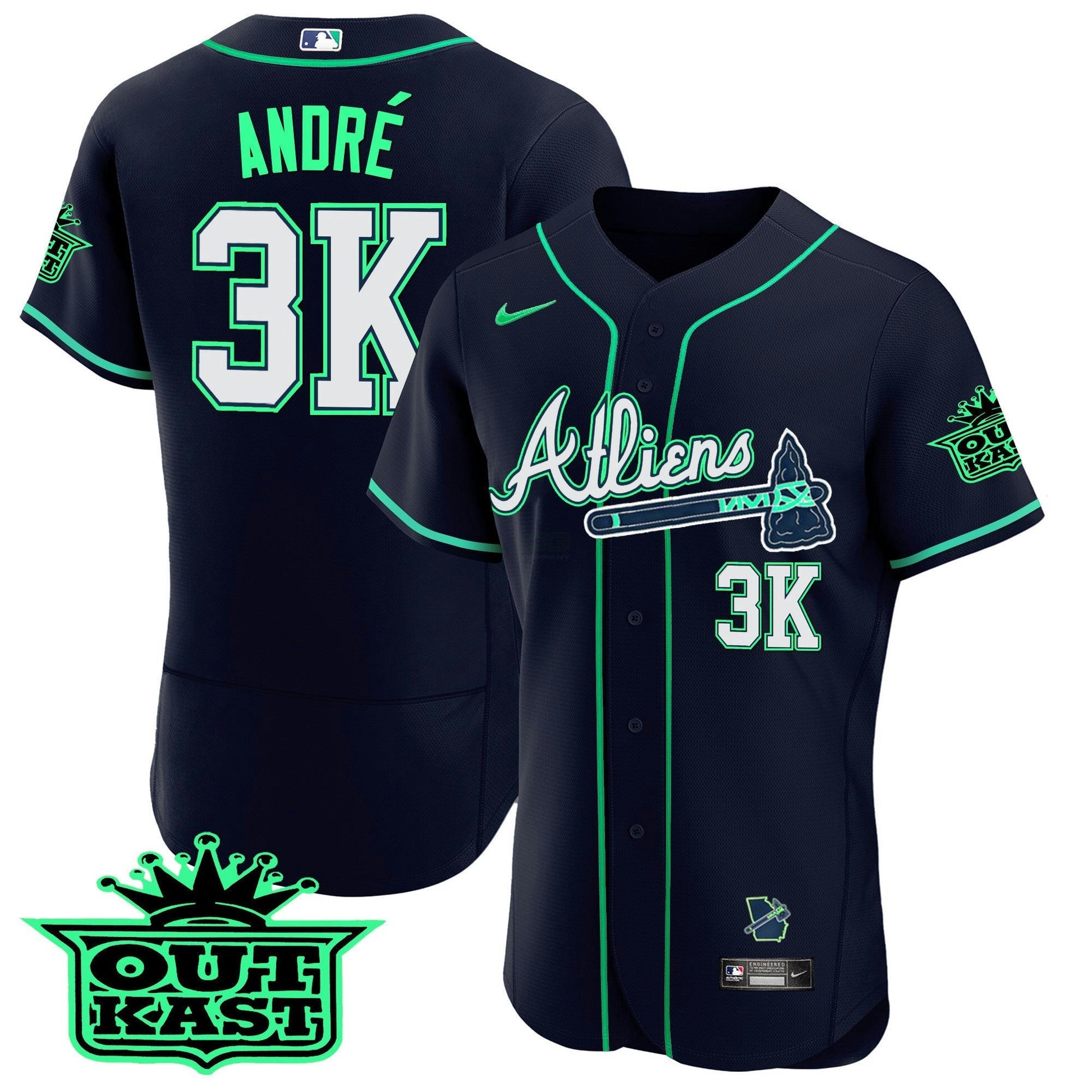 Camisa MLB Men’s Atlanta Atliens Flex Base Jersey – Galaxy Version – Stitched
