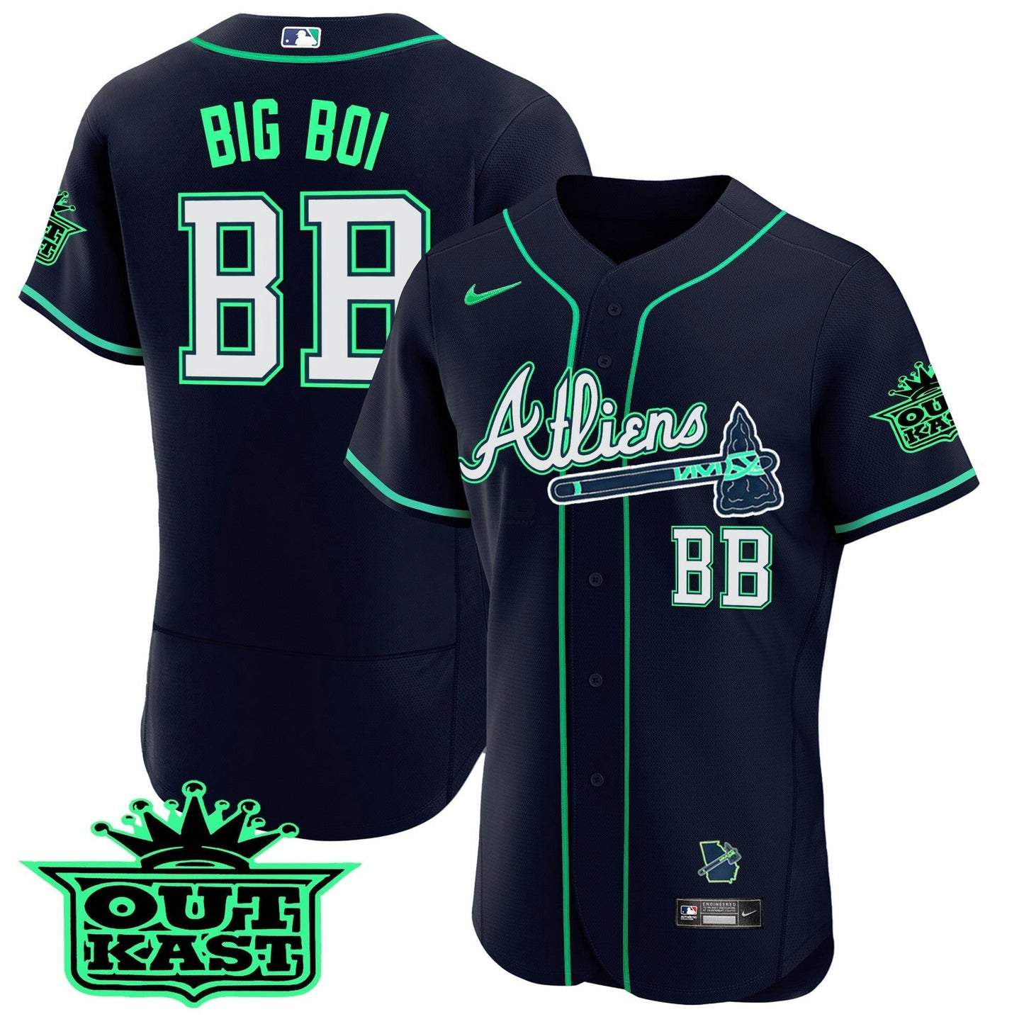Camisa MLB Men’s Atlanta Atliens Flex Base Jersey – Galaxy Version – Stitched