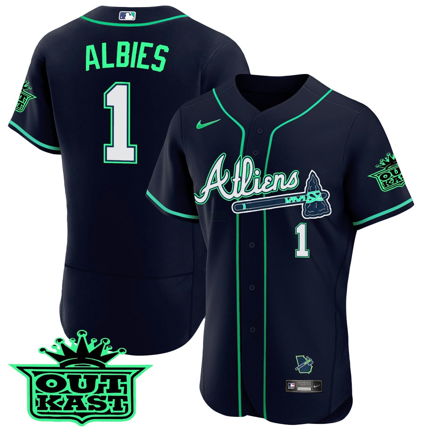Camisa MLB Men’s Atlanta Atliens Flex Base Jersey – Galaxy Version – Stitched