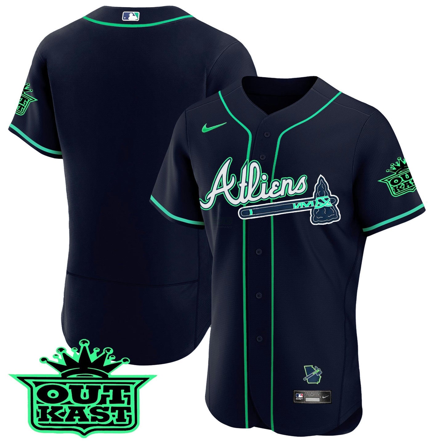 Camisa MLB Men’s Atlanta Atliens Flex Base Jersey – Galaxy Version – Stitched