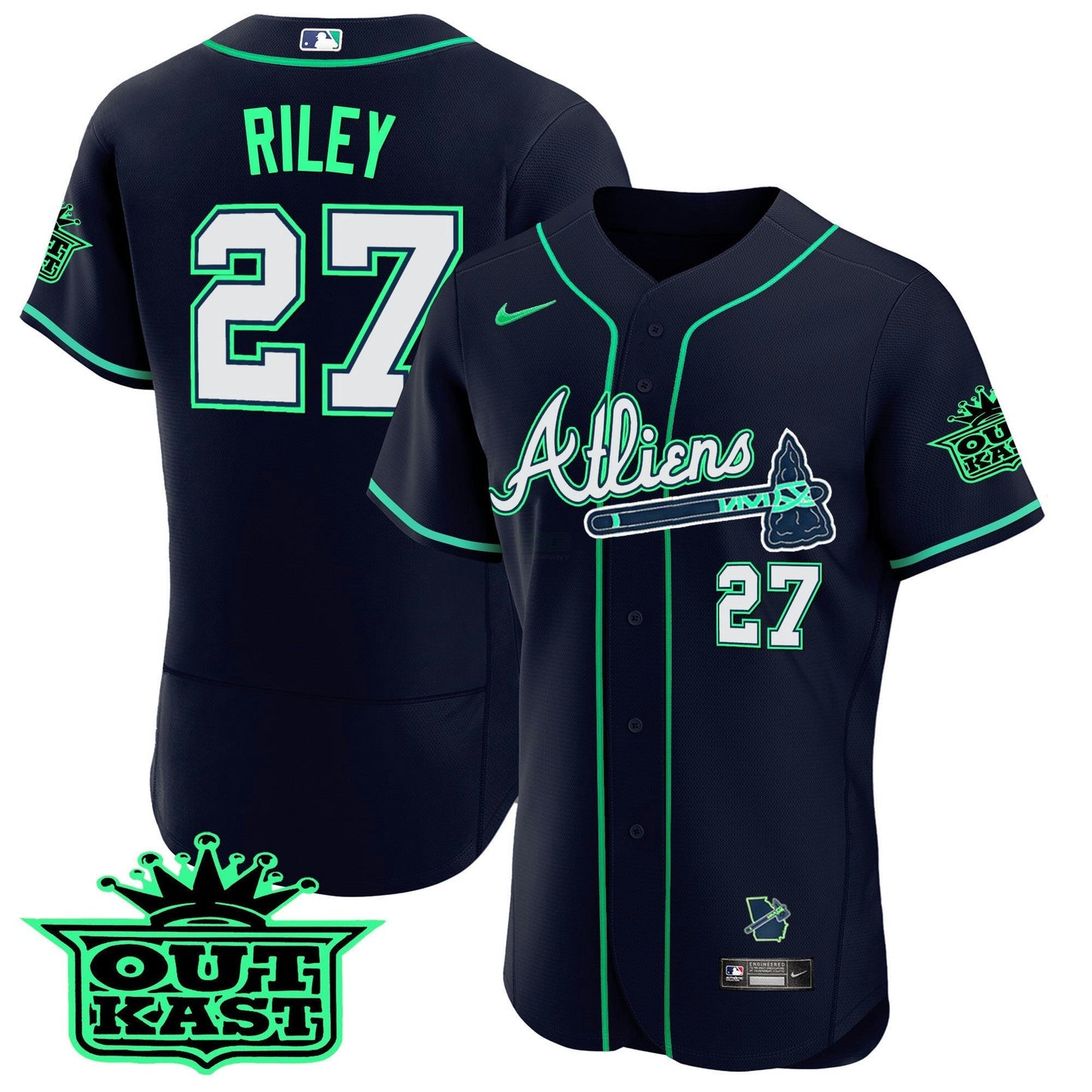 Camisa MLB Men’s Atlanta Atliens Flex Base Jersey – Galaxy Version – Stitched