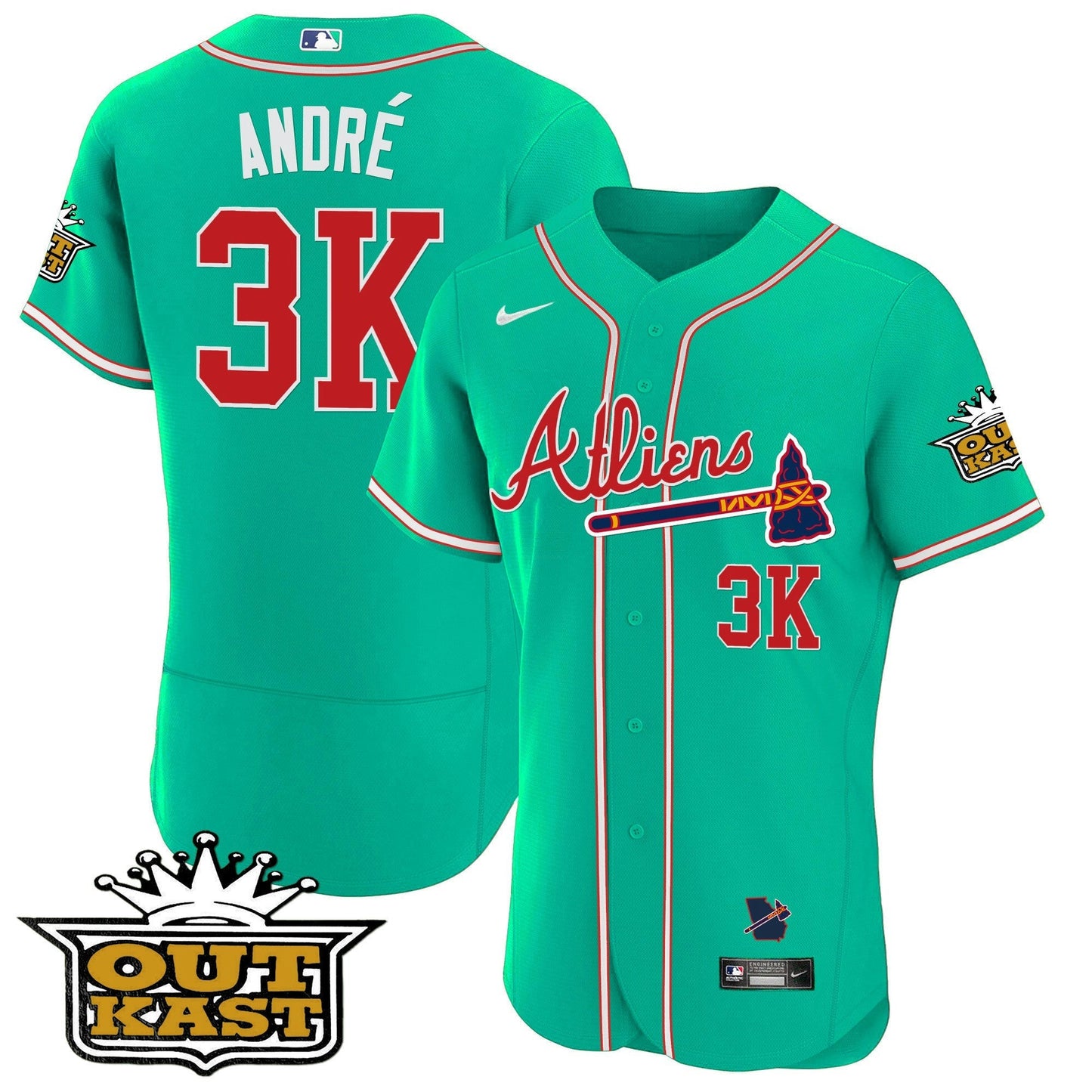Camisa MLB Men’s Atlanta Atliens Flex Base Jersey – Galaxy Version – Stitched