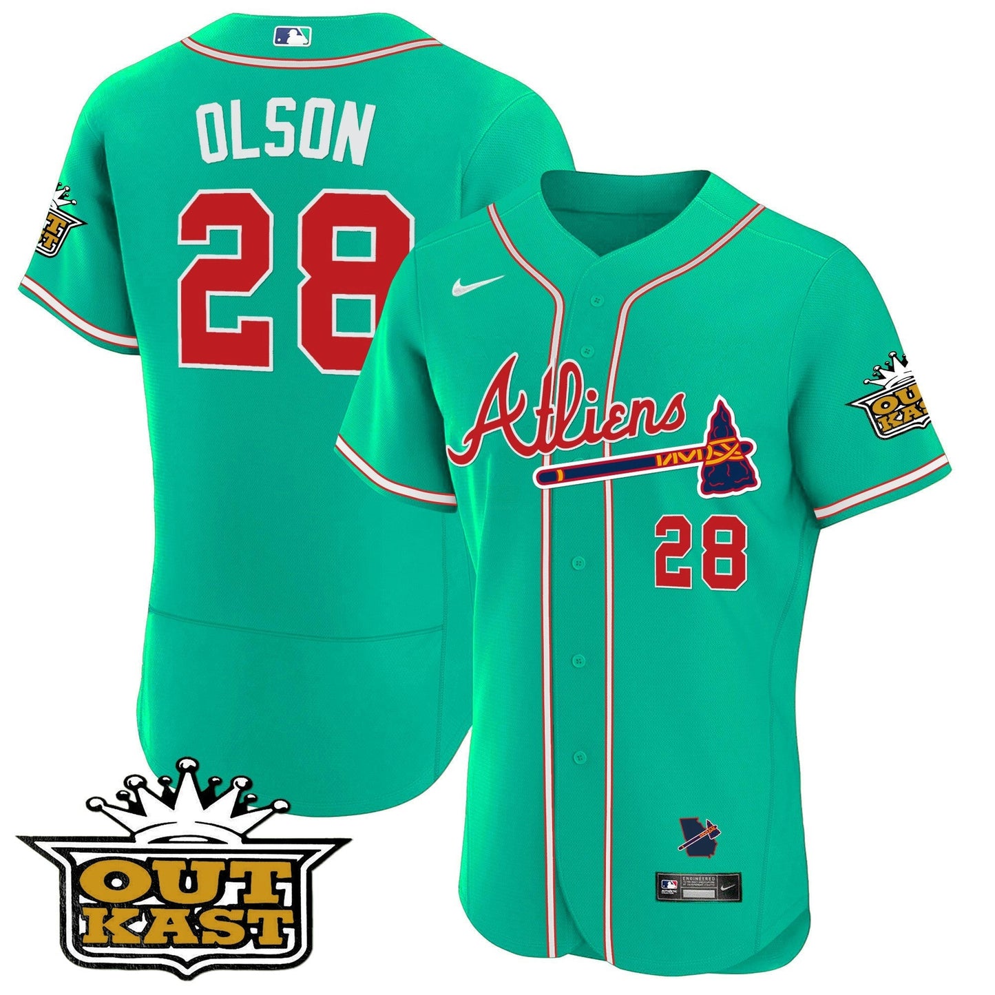 Camisa MLB Men’s Atlanta Atliens Flex Base Jersey – Galaxy Version – Stitched
