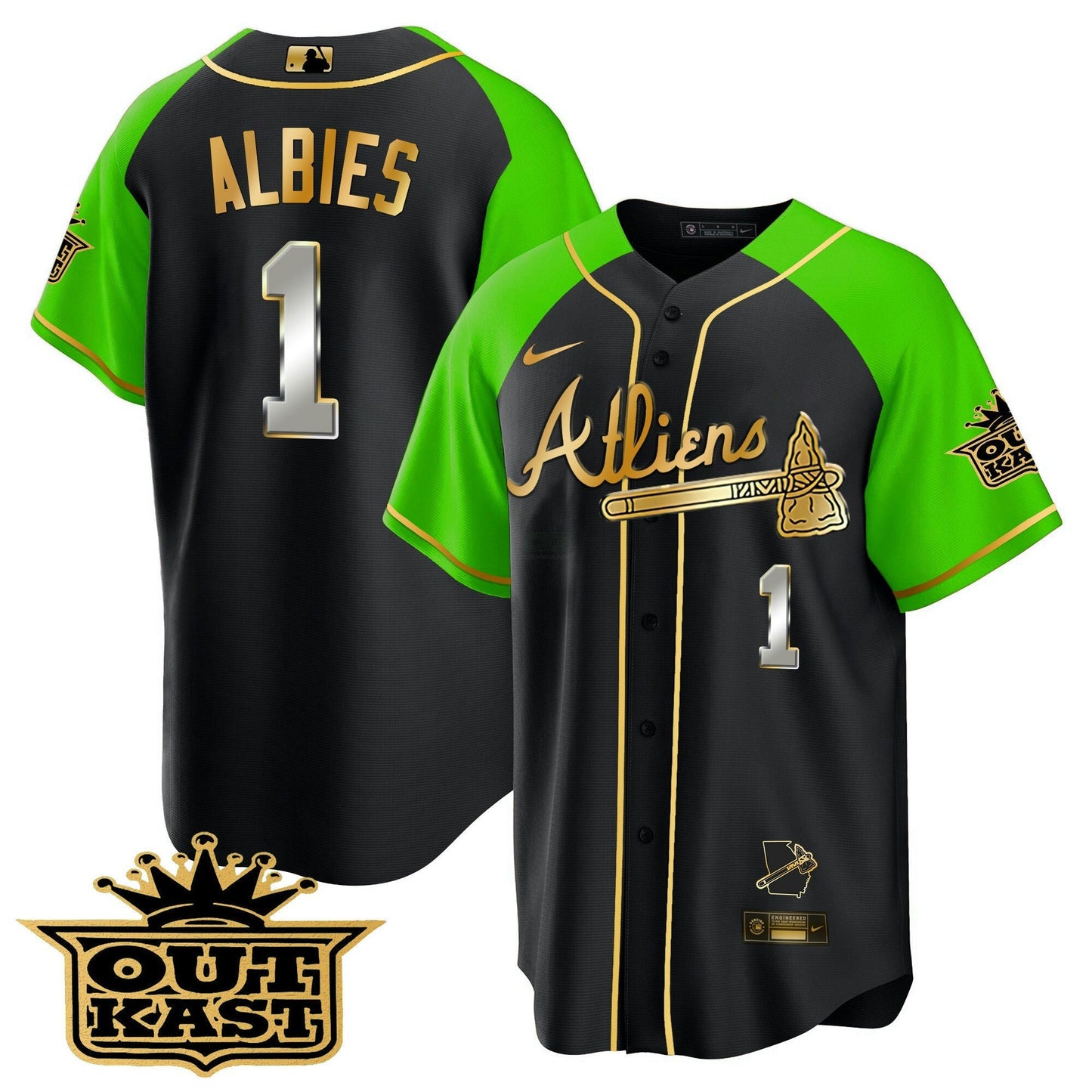 Camisa MLB Men’s Atlanta Atliens Gold Alternativa Cool Base Jersey