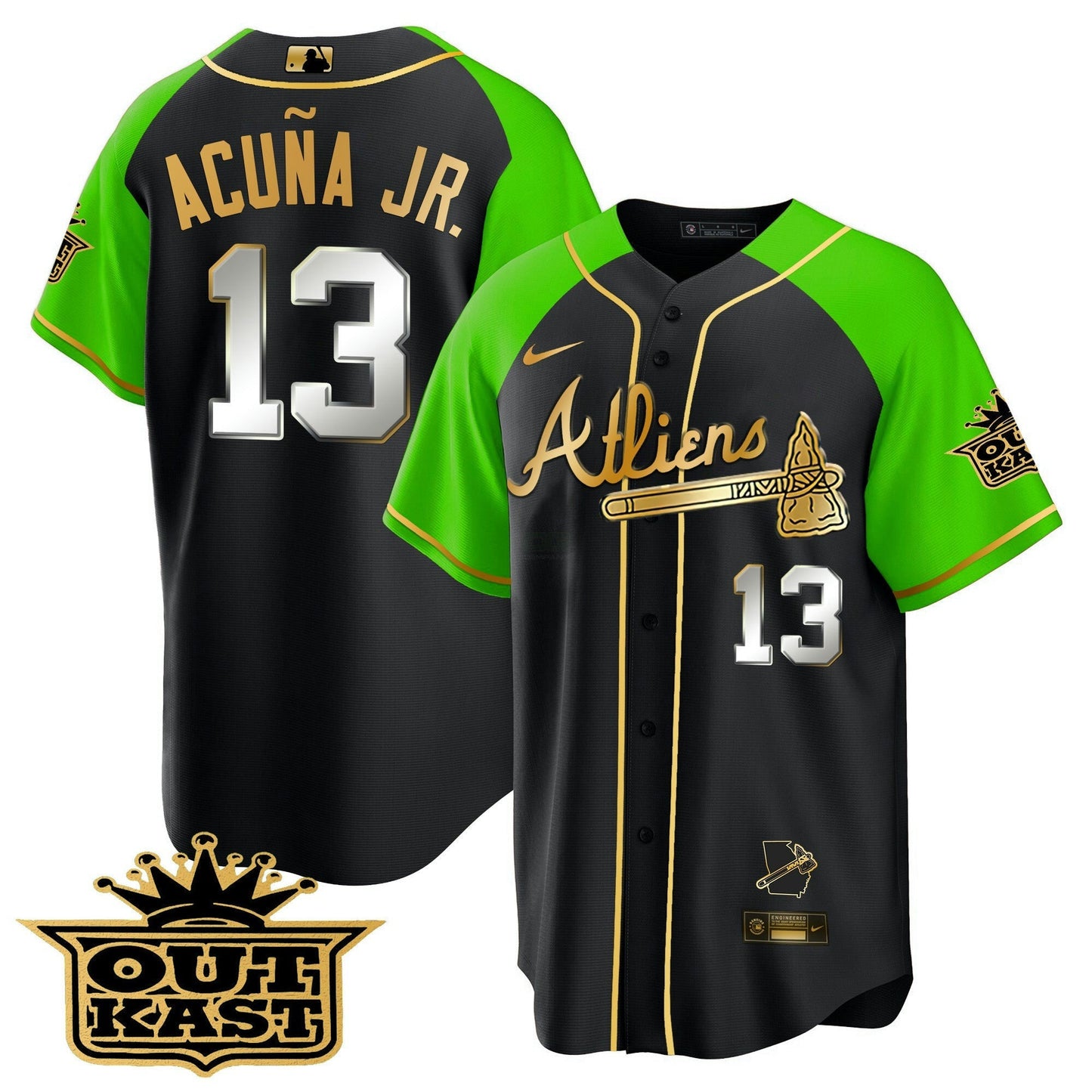 Camisa MLB Men’s Atlanta Atliens Gold Alternativa Cool Base Jersey