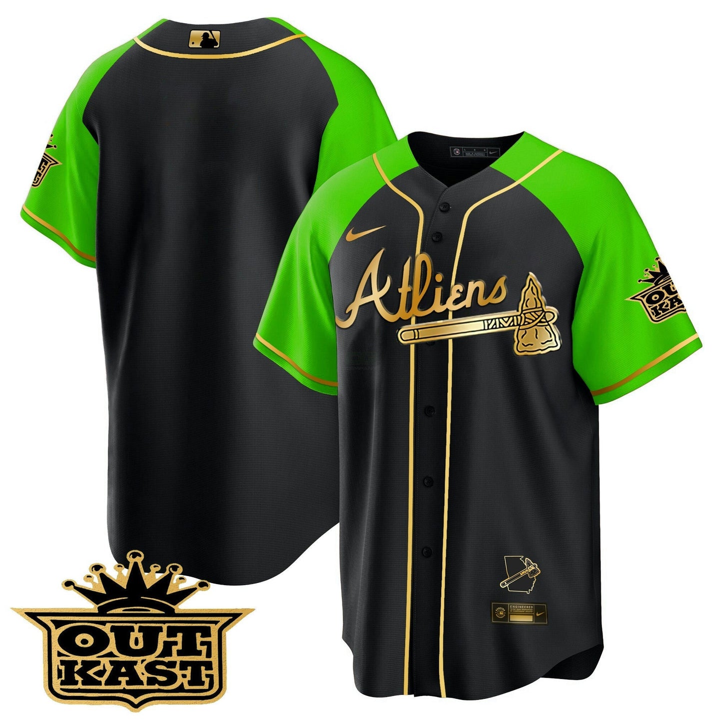Camisa MLB Men’s Atlanta Atliens Gold Alternativa Cool Base Jersey