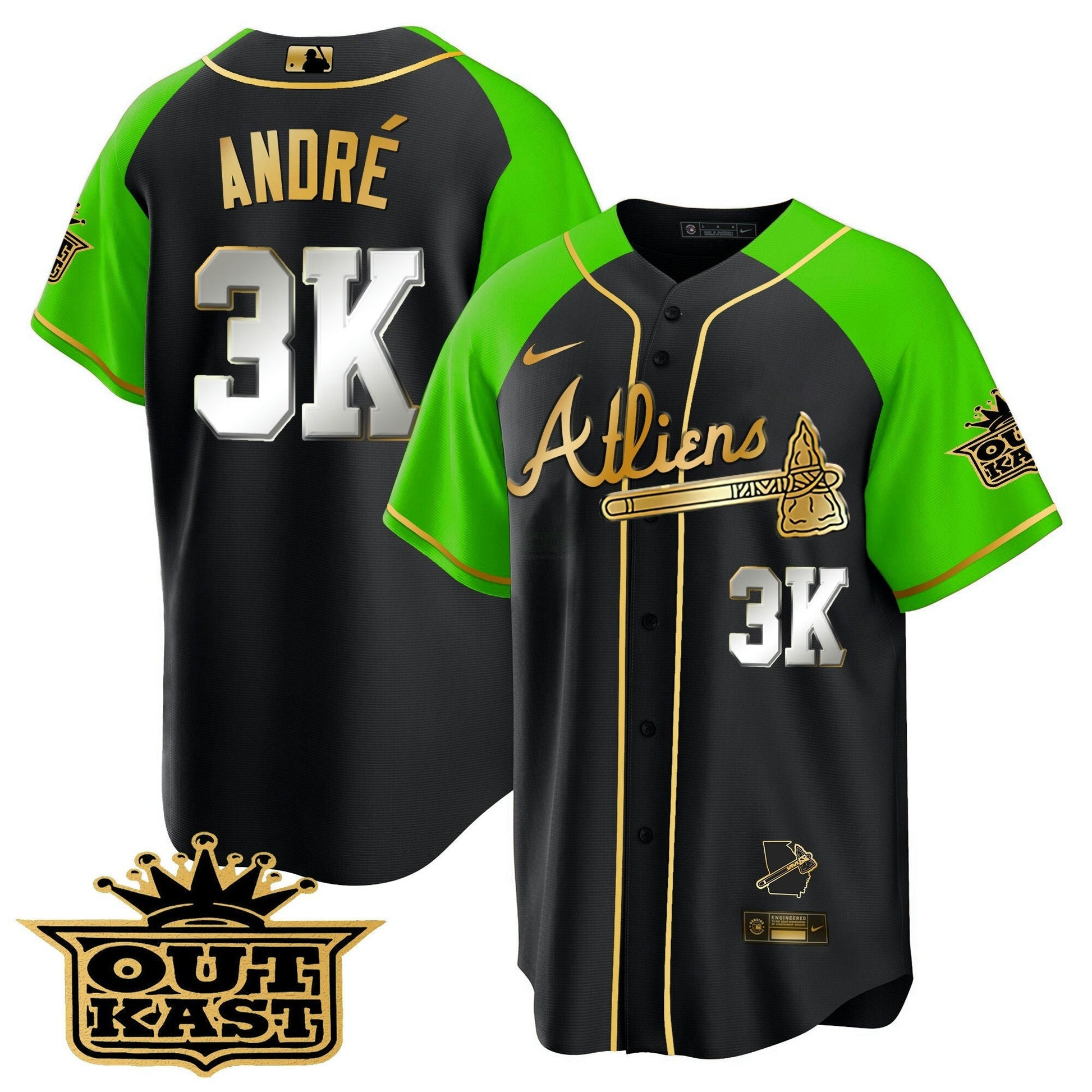 Camisa MLB Men’s Atlanta Atliens Gold Alternativa Cool Base Jersey