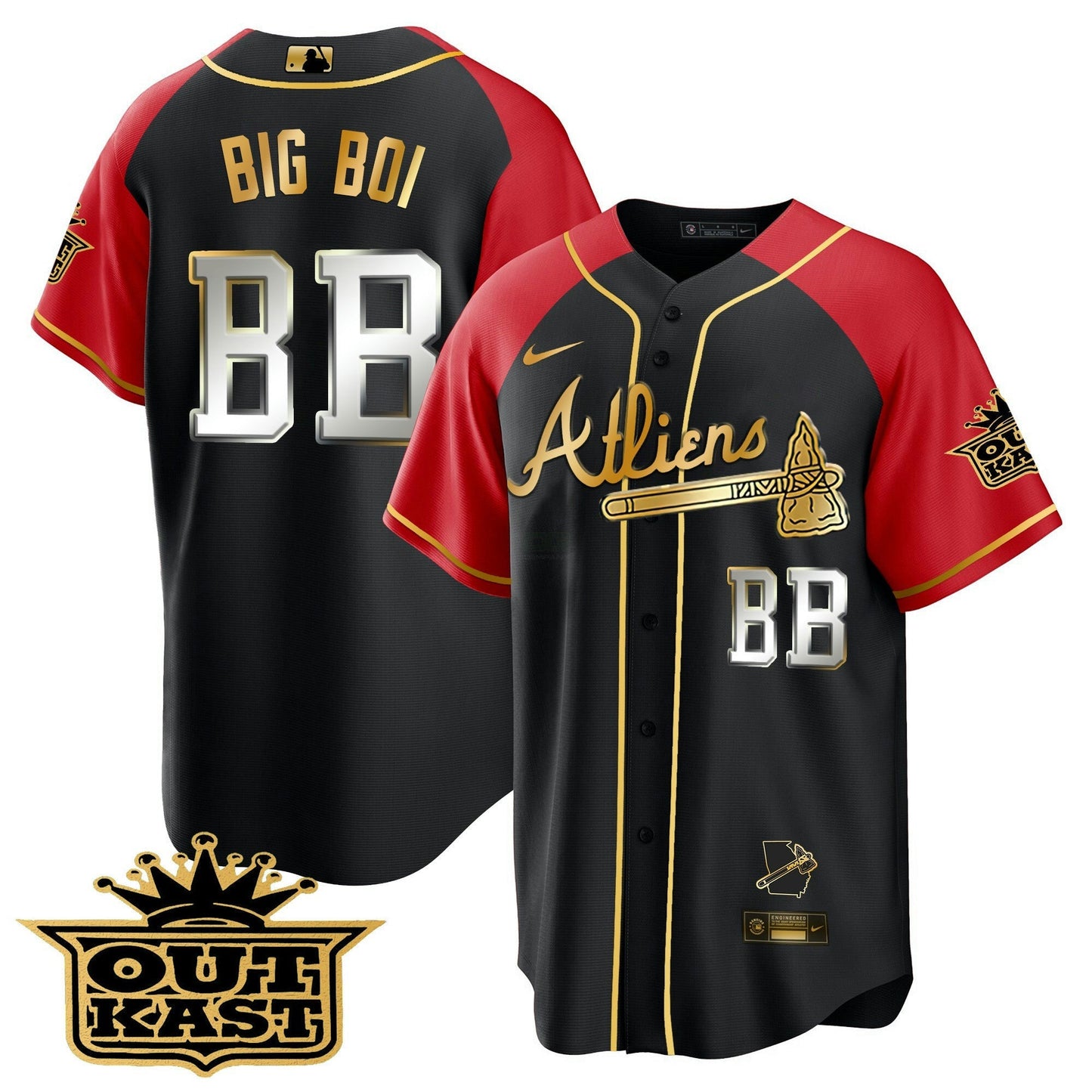 Camisa MLB Men’s Atlanta Atliens Gold Alternativa Cool Base Jersey