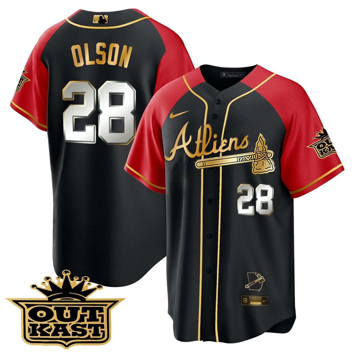Camisa MLB Men’s Atlanta Atliens Gold Alternativa Cool Base Jersey