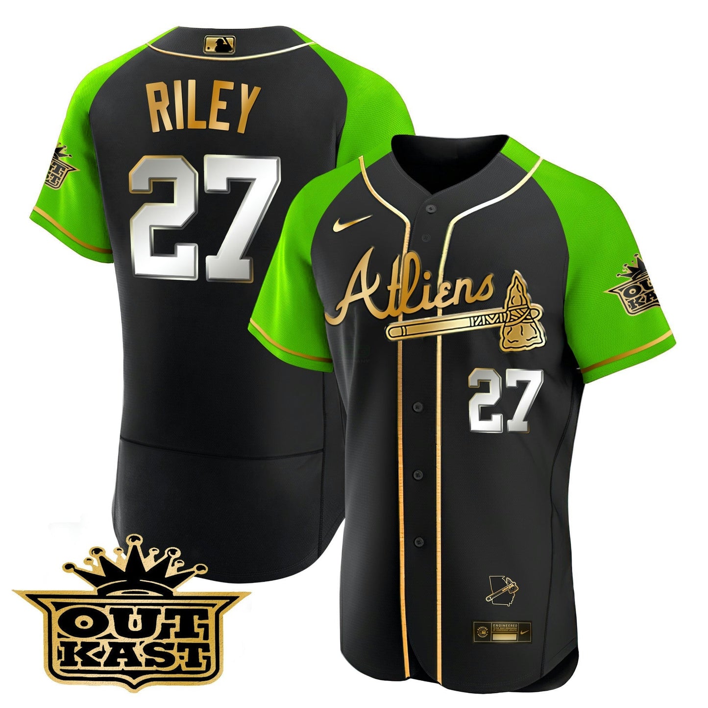 Camisa MLB Men’s Atlanta Atliens Gold Alternativa Flex Base Jersey