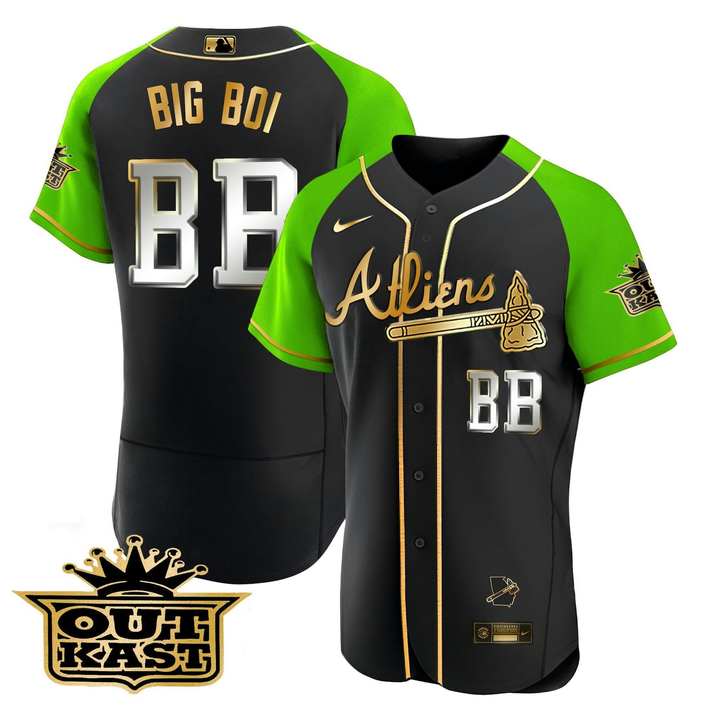 Camisa MLB Men’s Atlanta Atliens Gold Alternativa Flex Base Jersey
