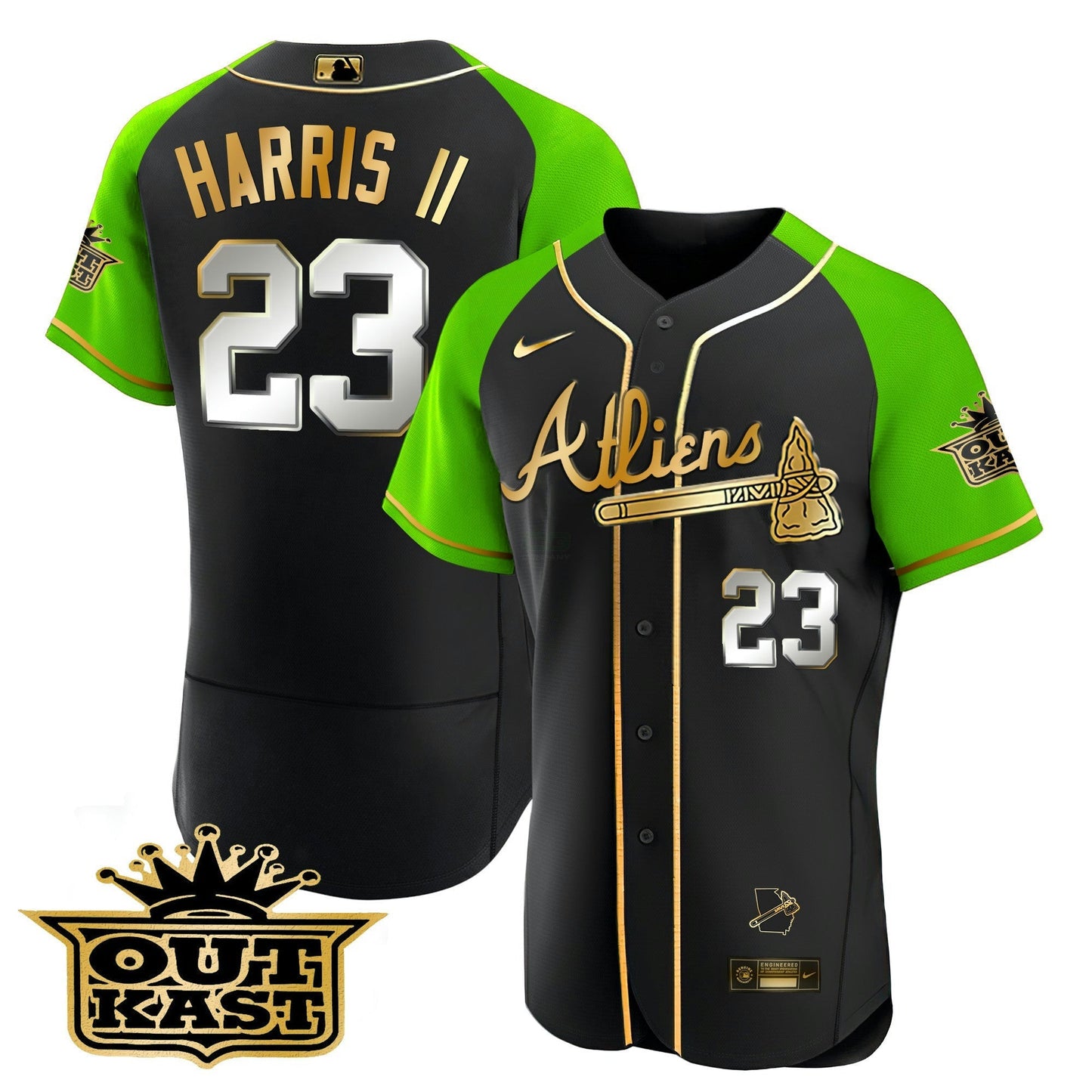 Camisa MLB Men’s Atlanta Atliens Gold Alternativa Flex Base Jersey
