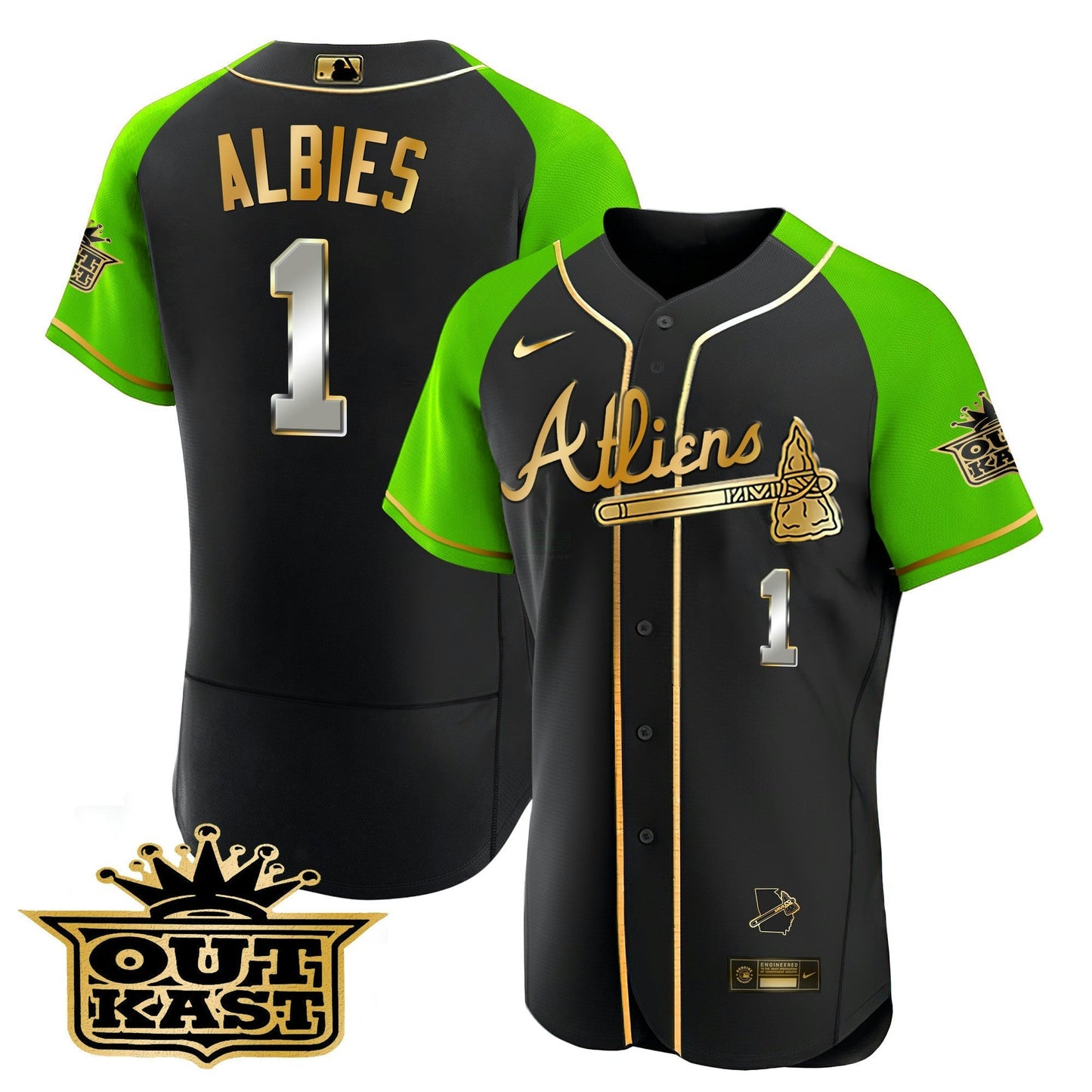 Camisa MLB Men’s Atlanta Atliens Gold Alternativa Flex Base Jersey