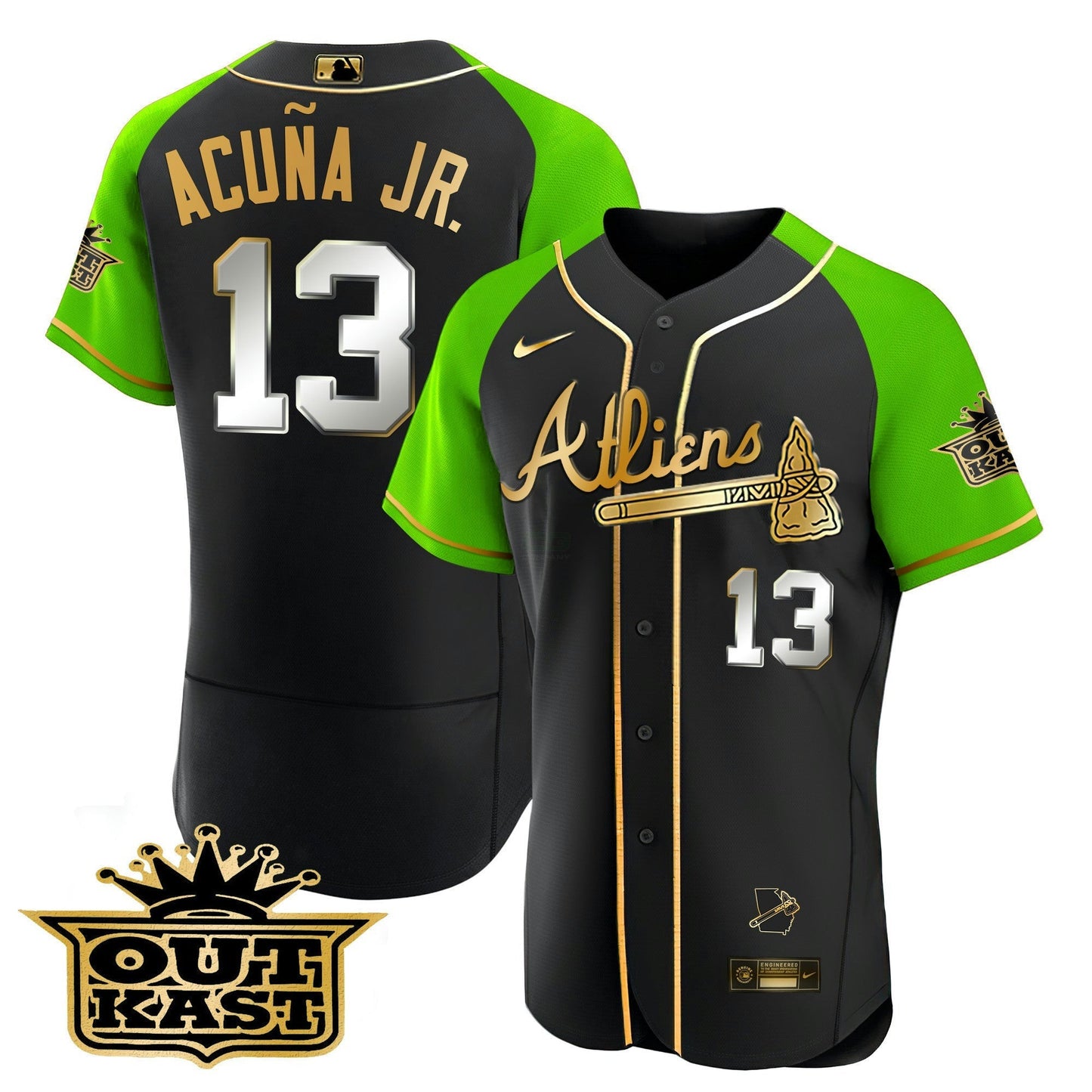 Camisa MLB Men’s Atlanta Atliens Gold Alternativa Flex Base Jersey