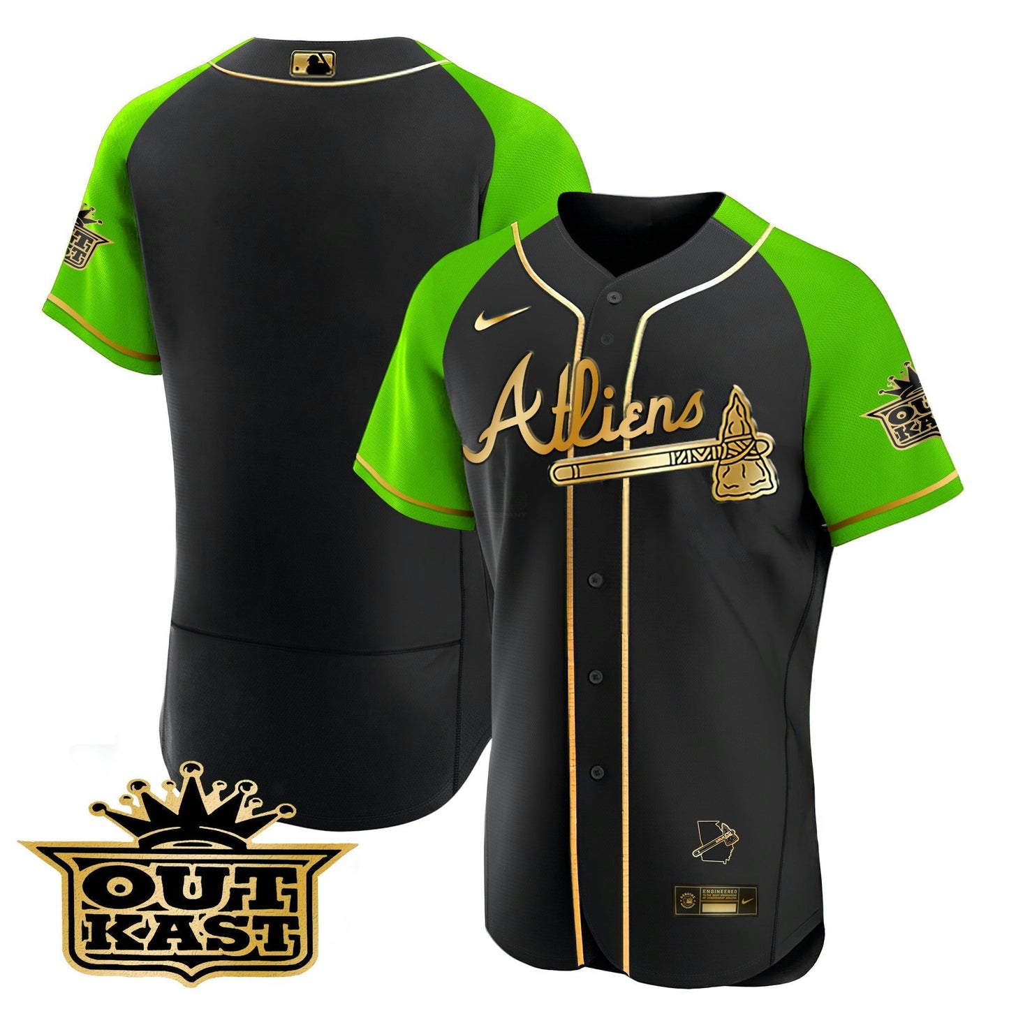 Camisa MLB Men’s Atlanta Atliens Gold Alternativa Flex Base Jersey
