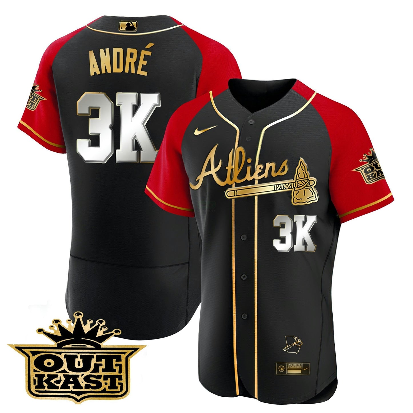 Camisa MLB Men’s Atlanta Atliens Gold Alternativa Flex Base Jersey