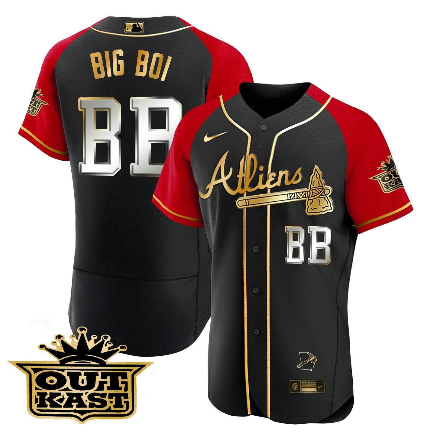 Camisa MLB Men’s Atlanta Atliens Gold Alternativa Flex Base Jersey