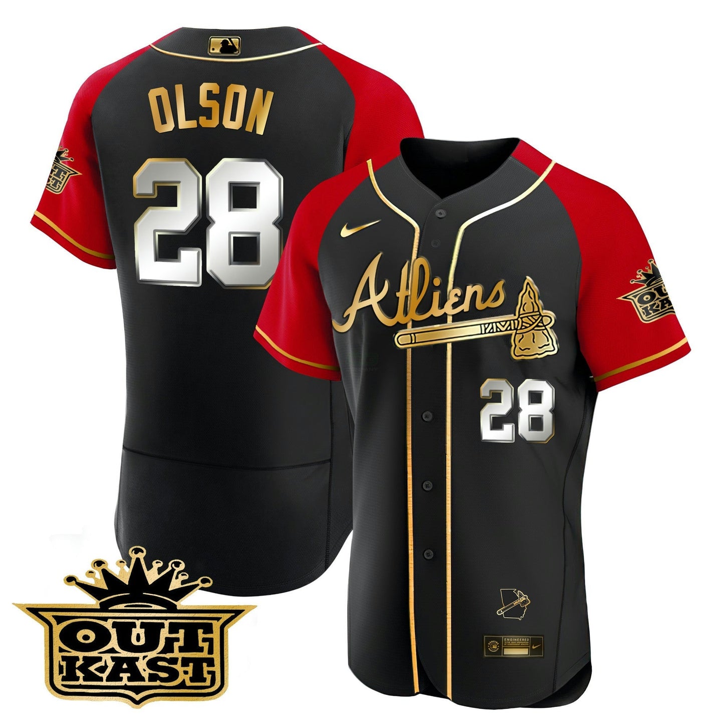 Camisa MLB Men’s Atlanta Atliens Gold Alternativa Flex Base Jersey
