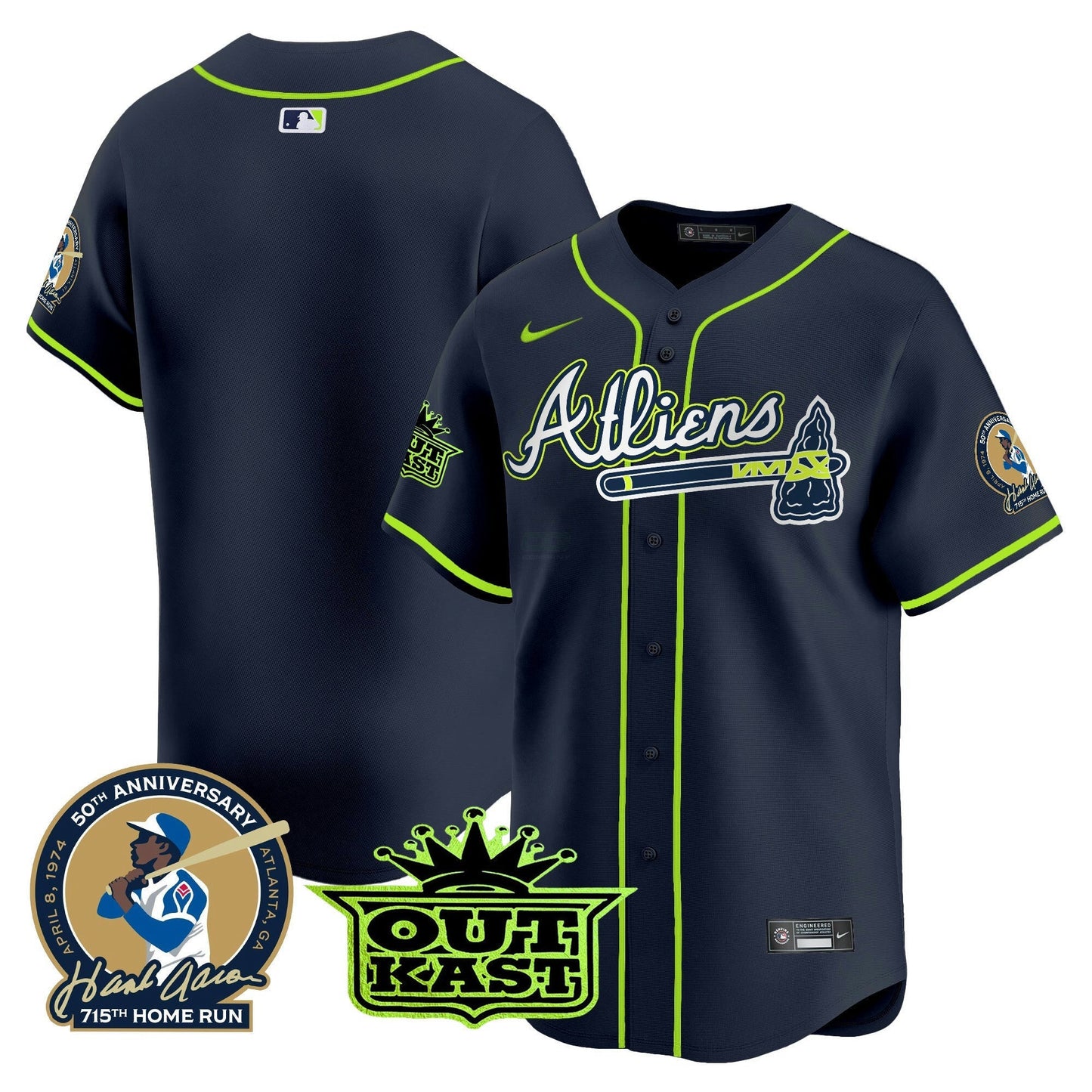 Camisa MLB Men’s Atlanta Atliens & Hank Aaron Patch Vapor Premier Limited Jersey