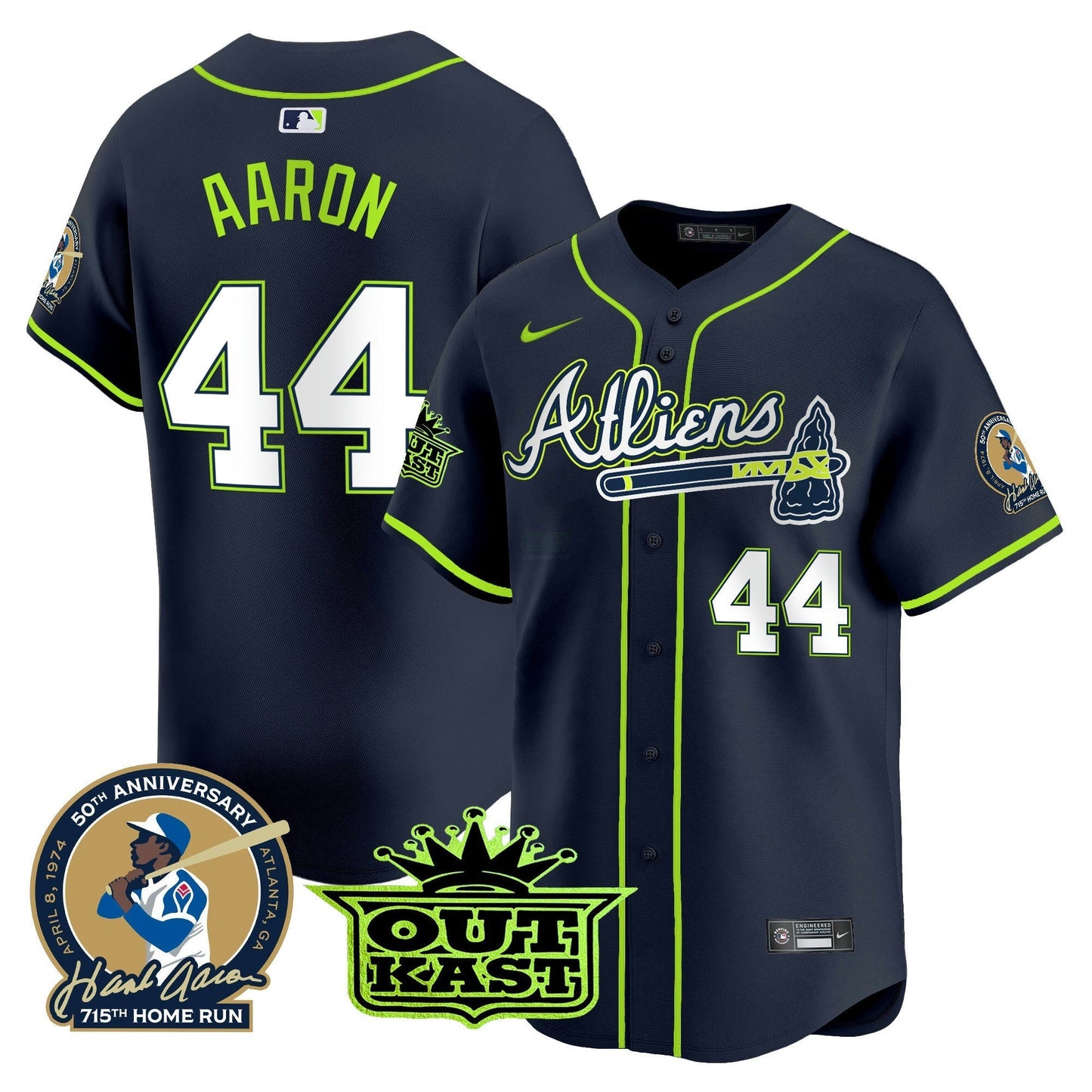 Camisa MLB Men’s Atlanta Atliens & Hank Aaron Patch Vapor Premier Limited Jersey