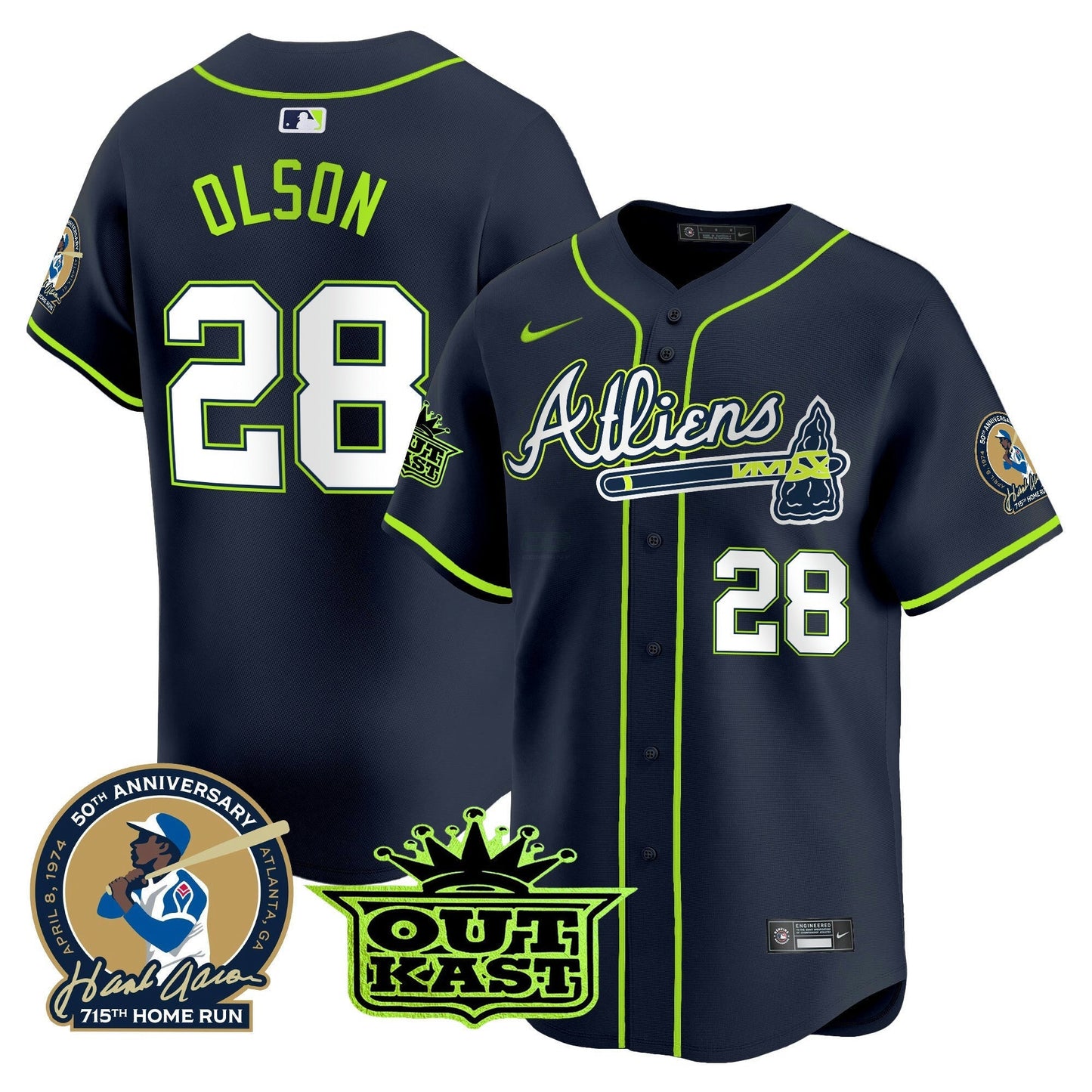 Camisa MLB Men’s Atlanta Atliens & Hank Aaron Patch Vapor Premier Limited Jersey