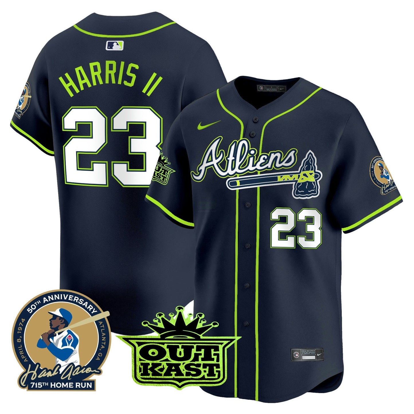 Camisa MLB Men’s Atlanta Atliens & Hank Aaron Patch Vapor Premier Limited Jersey