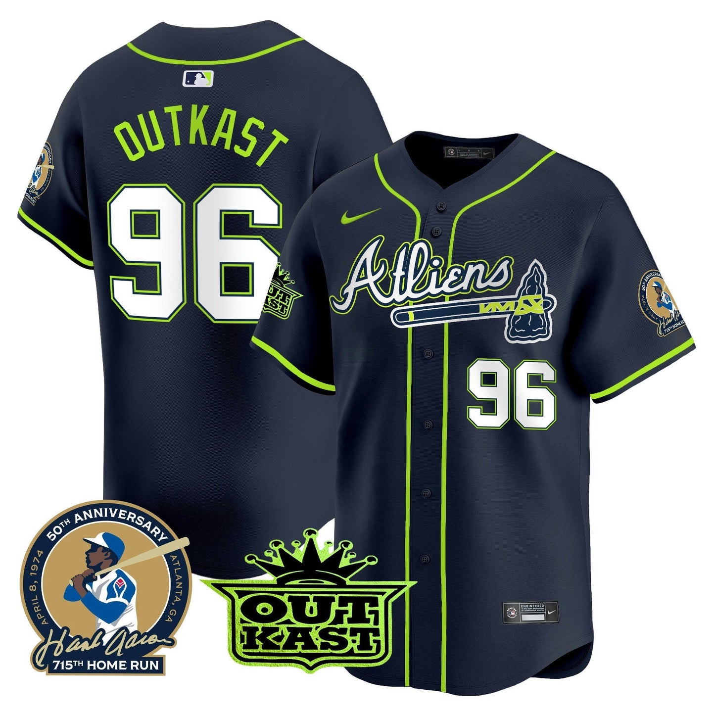 Camisa MLB Men’s Atlanta Atliens & Hank Aaron Patch Vapor Premier Limited Jersey
