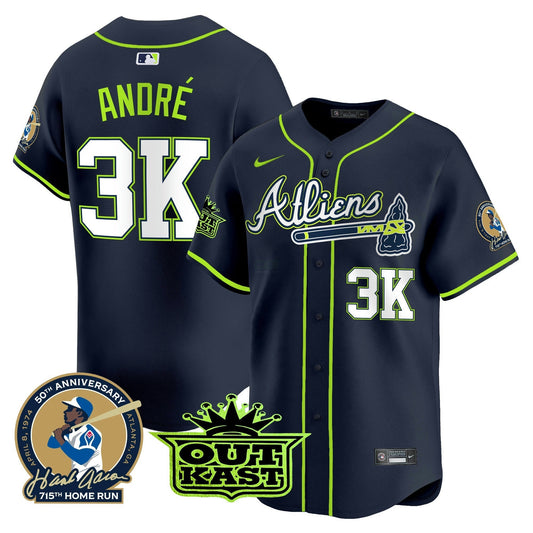 Camisa MLB Men’s Atlanta Atliens & Hank Aaron Patch Vapor Premier Limited Jersey