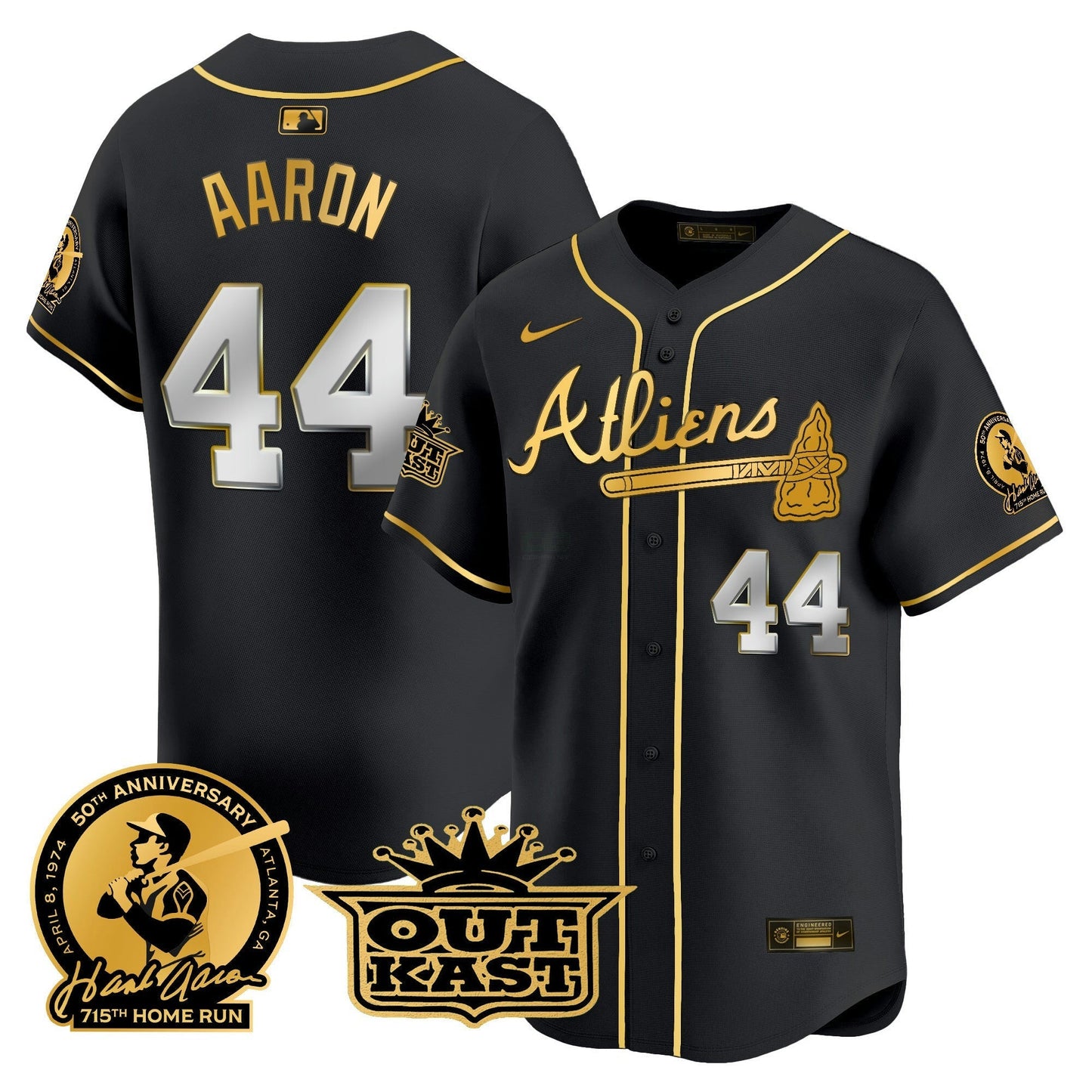 Camisa MLB Men’s Atlanta Atliens & Hank Aaron Patch Vapor Premier Limited Jersey