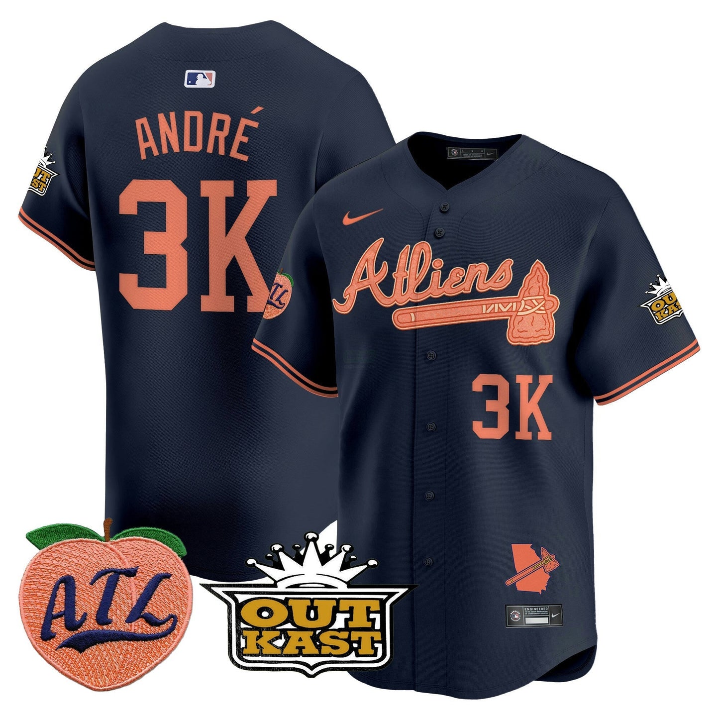 Camisa MLB Men’s Atlanta Atliens & Peach Vapor Premier Limited Jersey