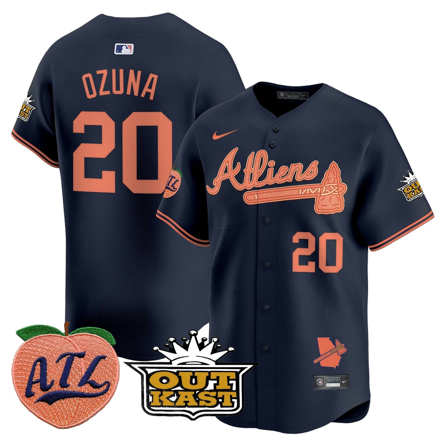 Camisa MLB Men’s Atlanta Atliens & Peach Vapor Premier Limited Jersey