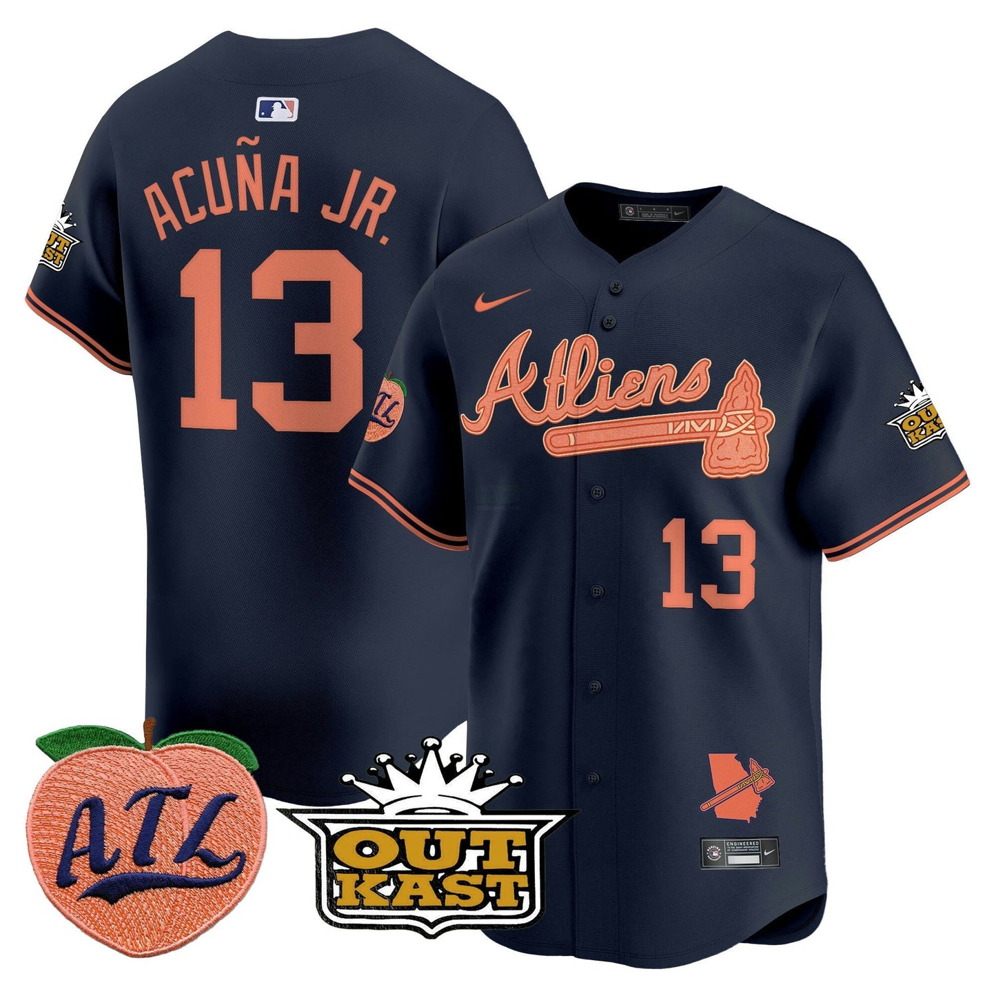 Camisa MLB Men’s Atlanta Atliens & Peach Vapor Premier Limited Jersey