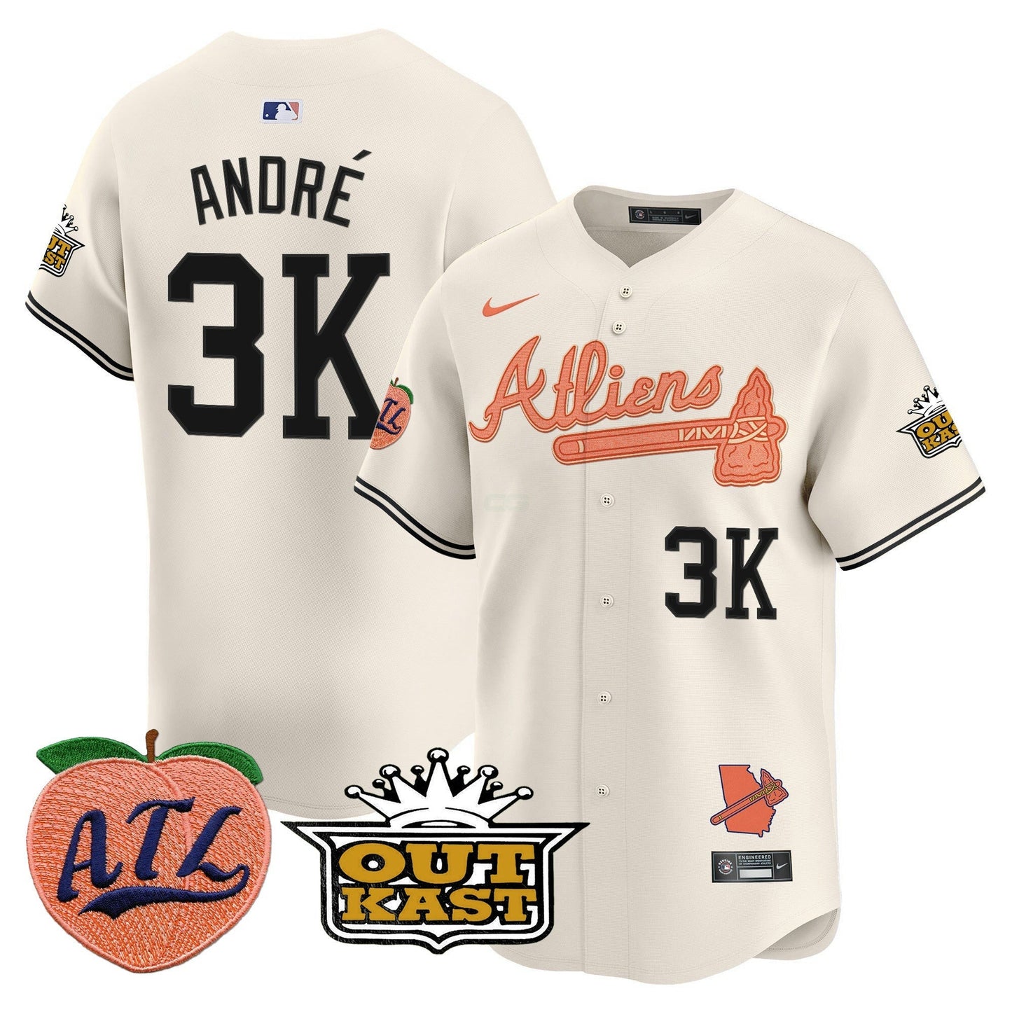 Camisa MLB Men’s Atlanta Atliens & Peach Vapor Premier Limited Jersey