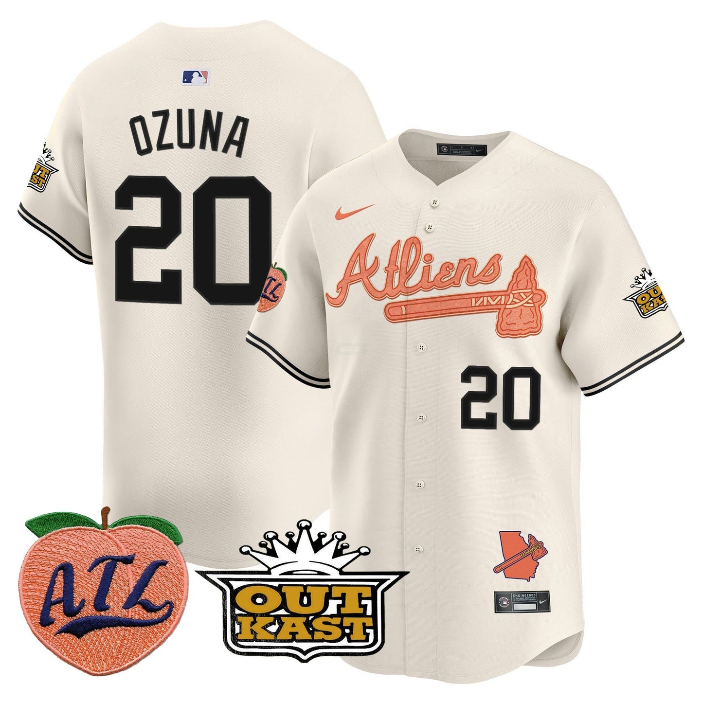 Camisa MLB Men’s Atlanta Atliens & Peach Vapor Premier Limited Jersey
