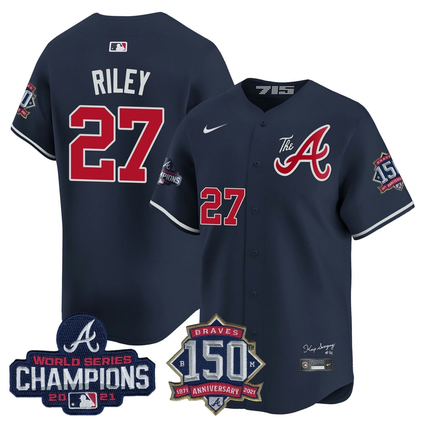 Camisa MLB Men’s Atlanta Champions & 150th Patch Vapor Premier Limited Jersey