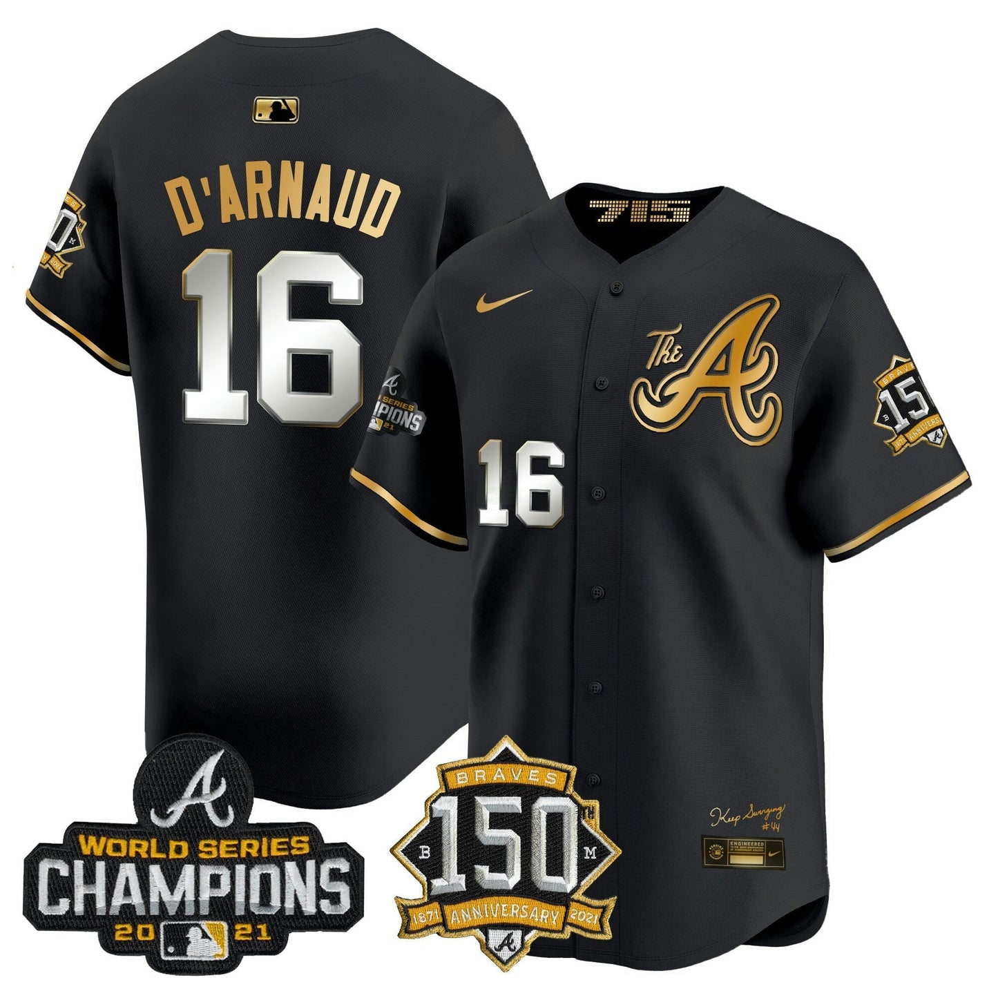 Camisa MLB Men’s Atlanta Champions & 150th Patch Vapor Premier Limited Jersey