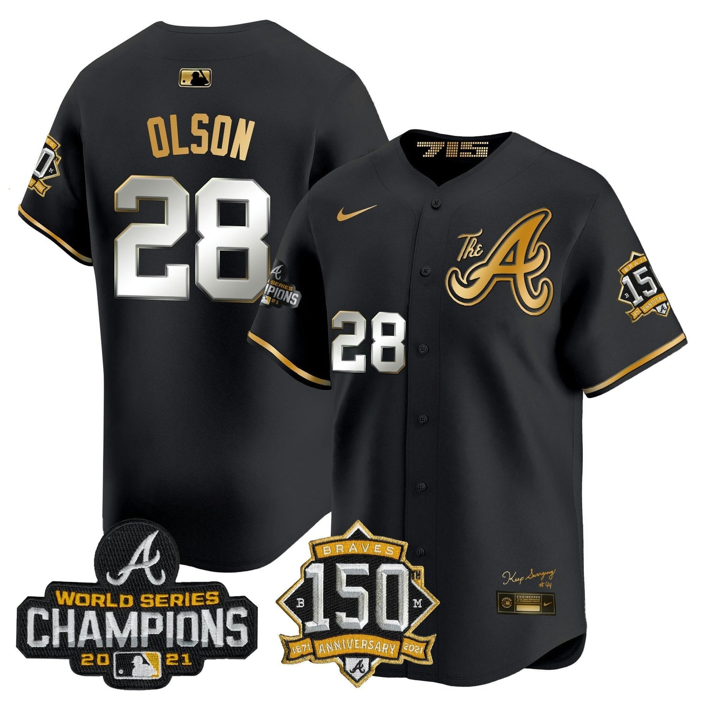 Camisa MLB Men’s Atlanta Champions & 150th Patch Vapor Premier Limited Jersey